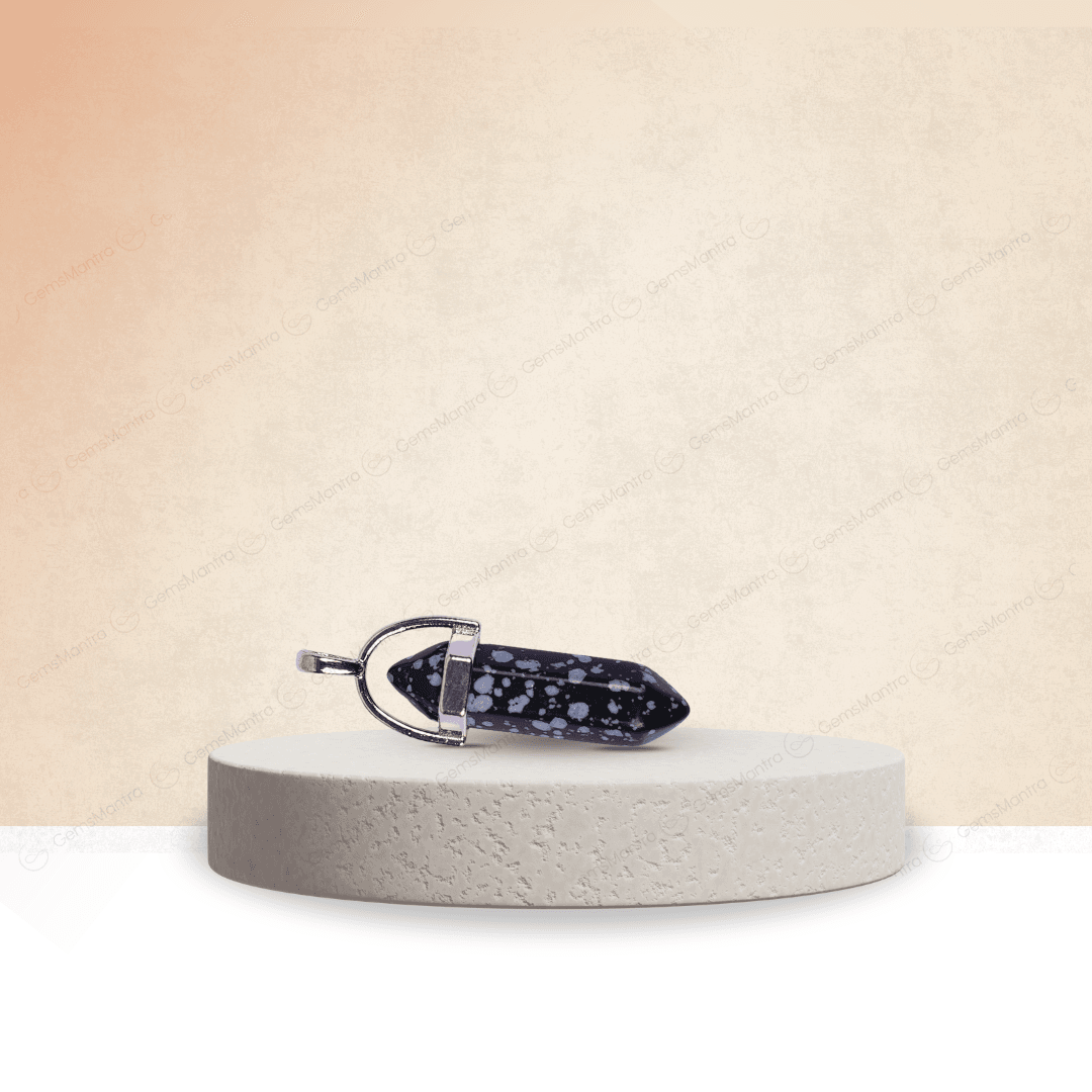 Snowflake Obsidian Double Terminated Pencil Pendant - Gemsmantra