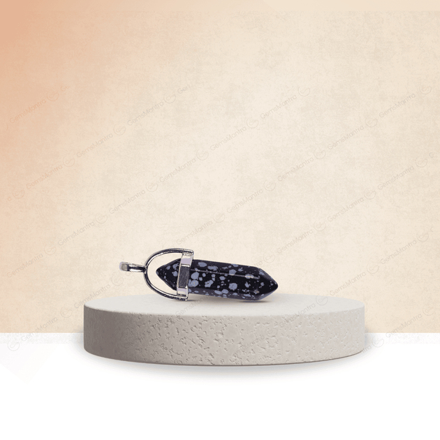 Snowflake Obsidian Double Terminated Pencil Pendant - Gemsmantra