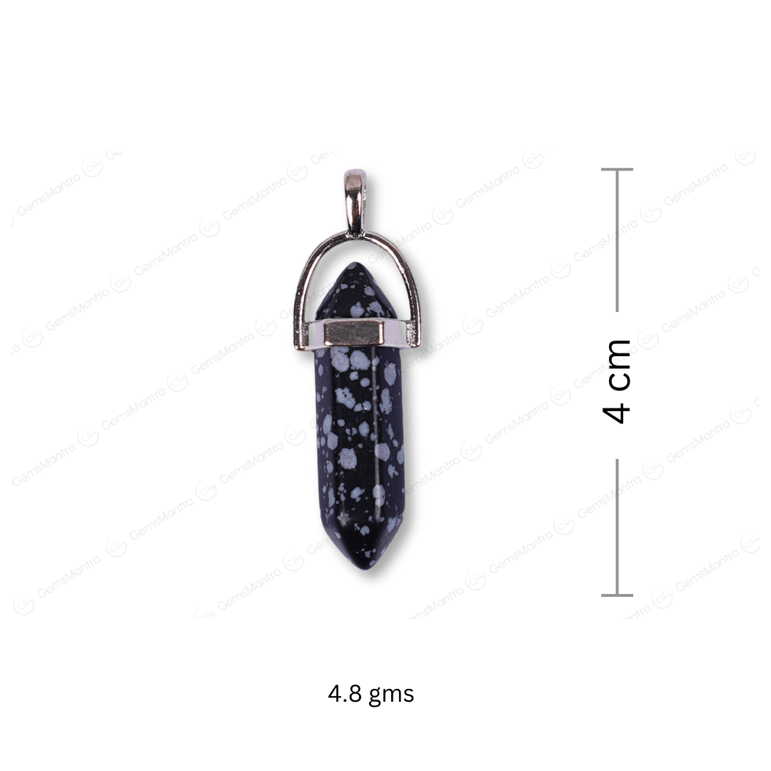 Snowflake Obsidian Double Terminated Pencil Pendant - Gemsmantra