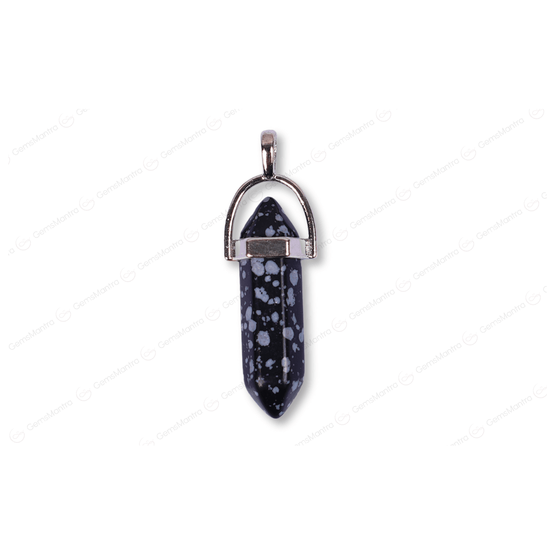 Snowflake Obsidian Double Terminated Pencil Pendant - Gemsmantra