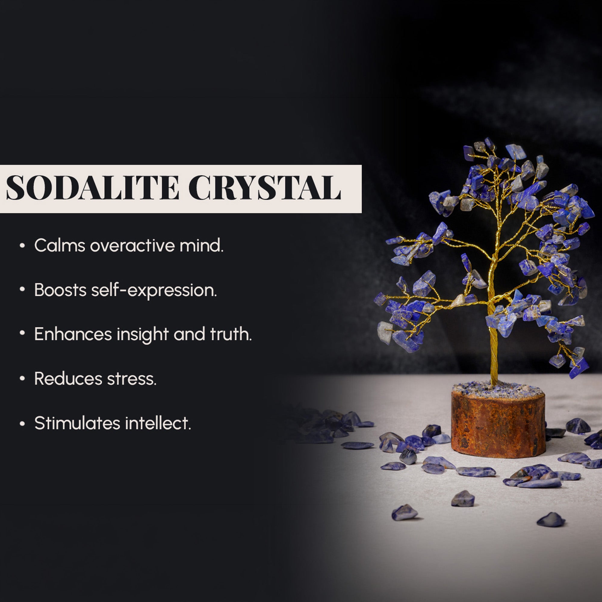 Sodalite Crystal Tree – Small, for Vastu