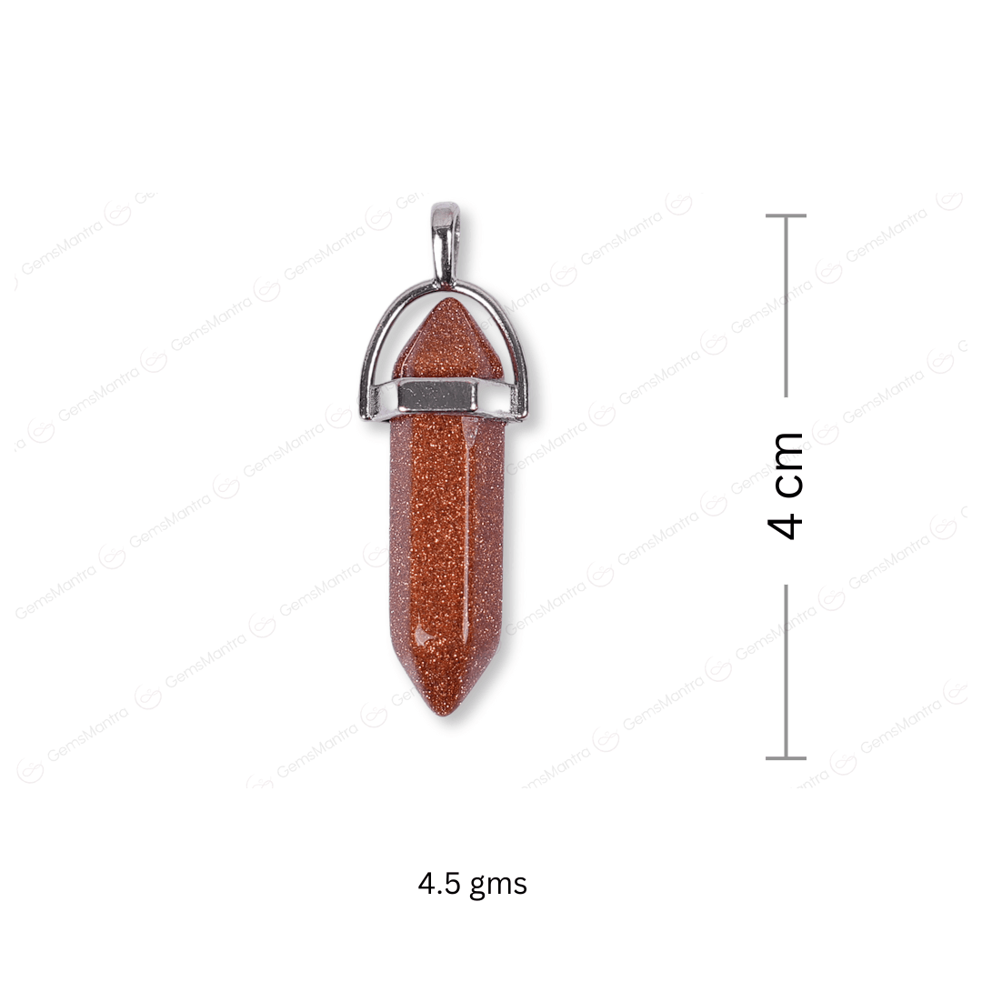 Sunstone Red Goldstone Double Terminated Pencil Pendant - Gemsmantra