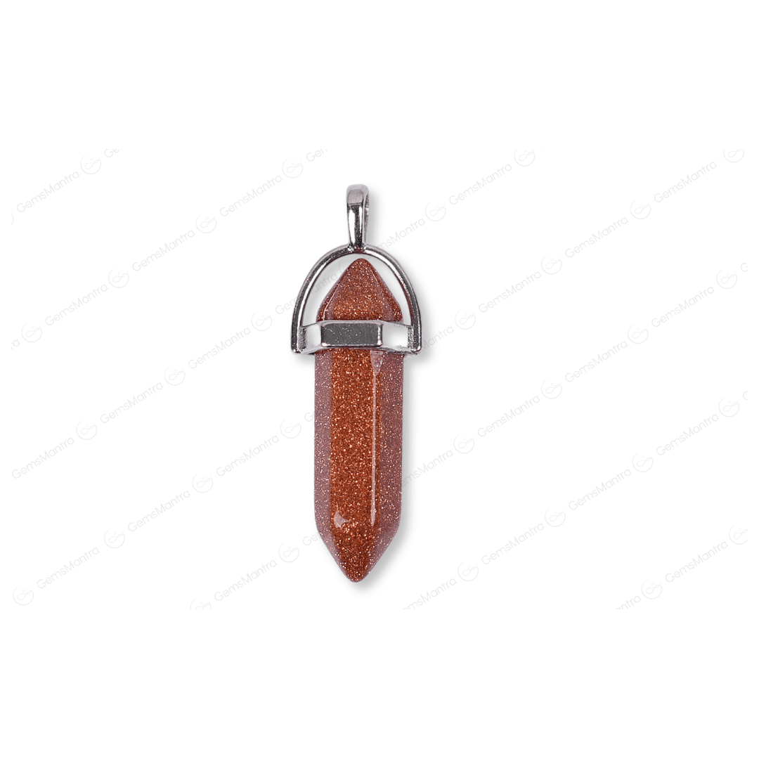 Sunstone Red Goldstone Double Terminated Pencil Pendant - Gemsmantra