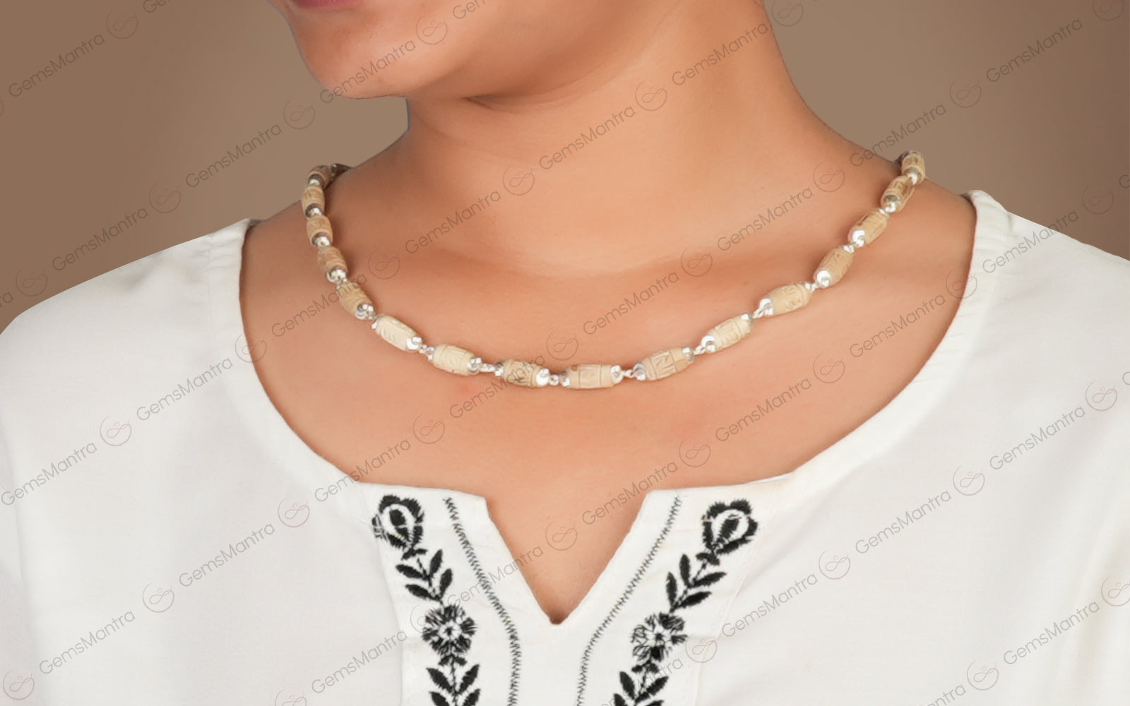 Silver Radhe Naam Tulsi Mala