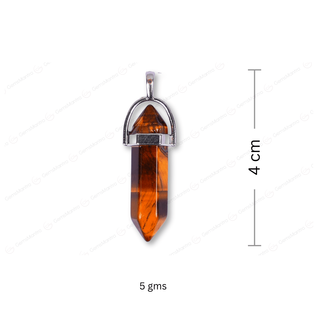 Tiger Eye Double Terminated Pencil Pendant - Gemsmantra