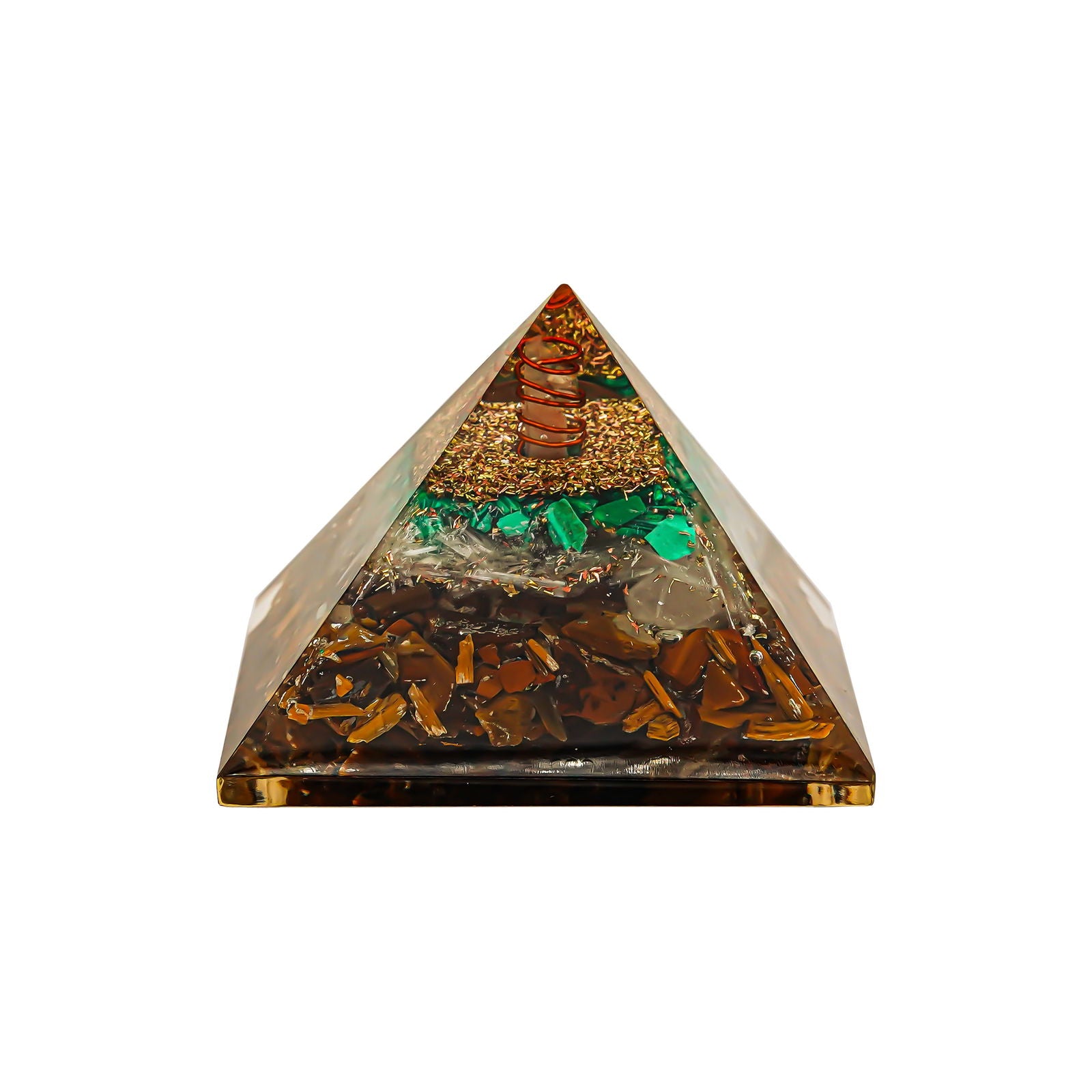 Tiger Eye,Selenite,Malachite Pyramid - Gemsmantra