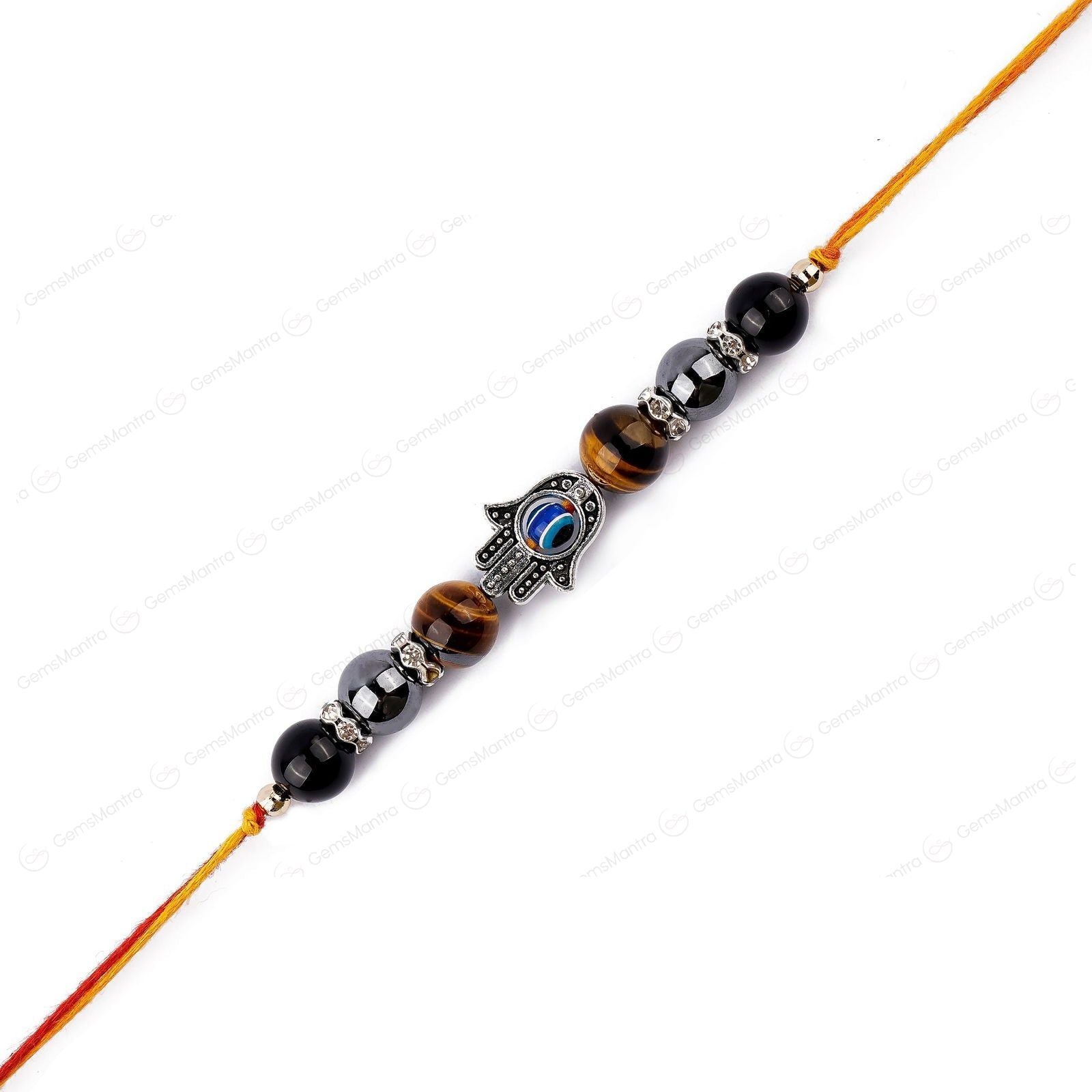 Triple Protection With Hamsha Hand Evil Eye Rakhi - Gemsmantra