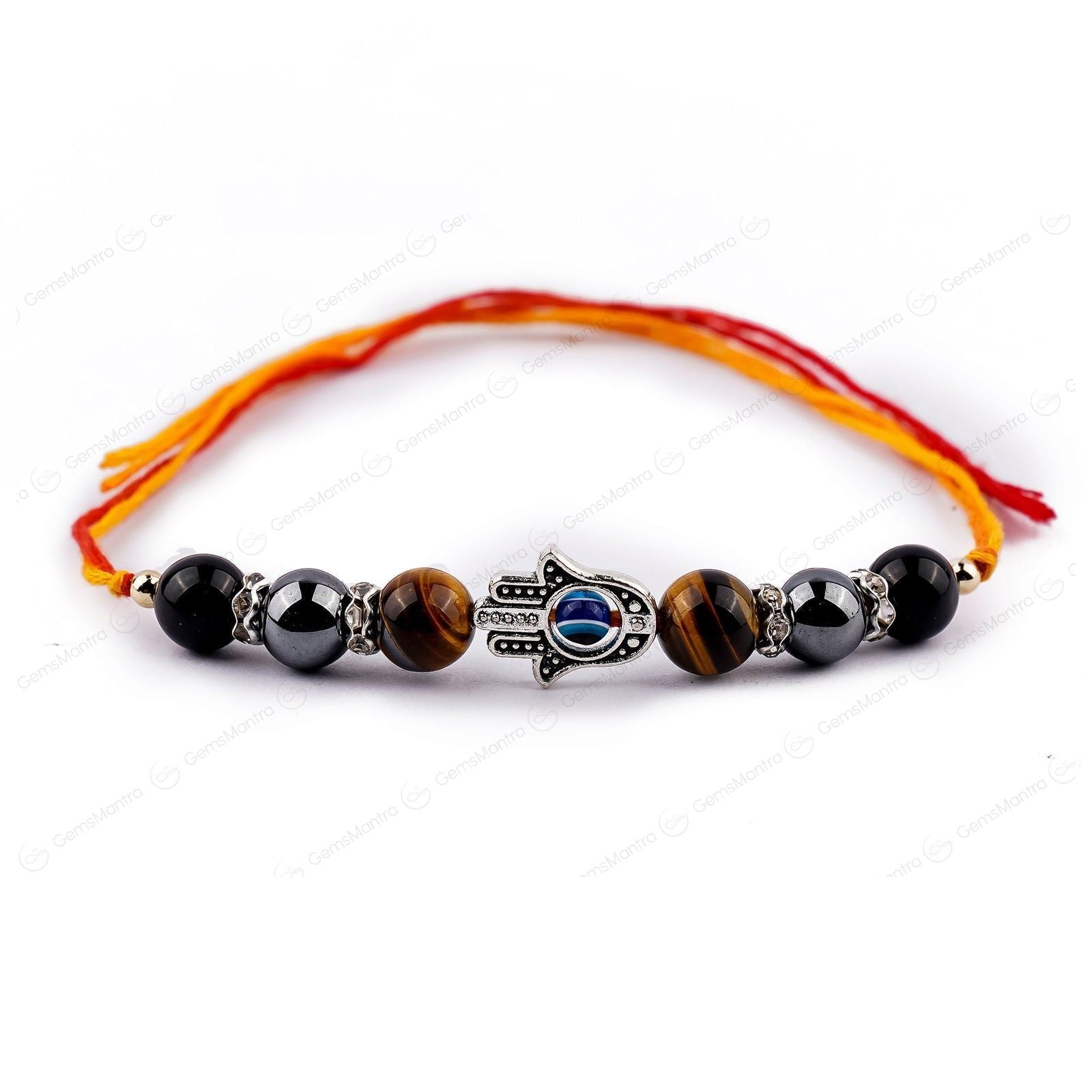 Triple Protection With Hamsha Hand Evil Eye Rakhi - Gemsmantra
