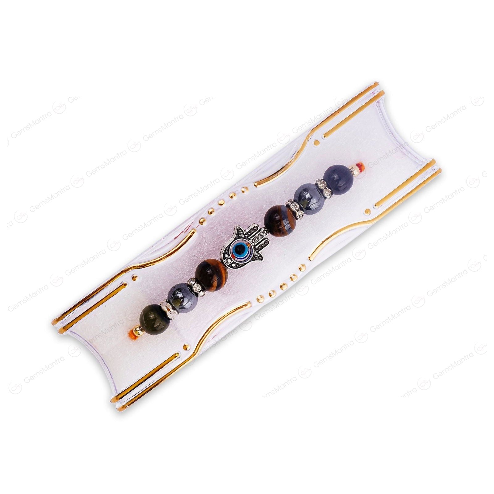 Triple Protection With Hamsha Hand Evil Eye Rakhi - Gemsmantra