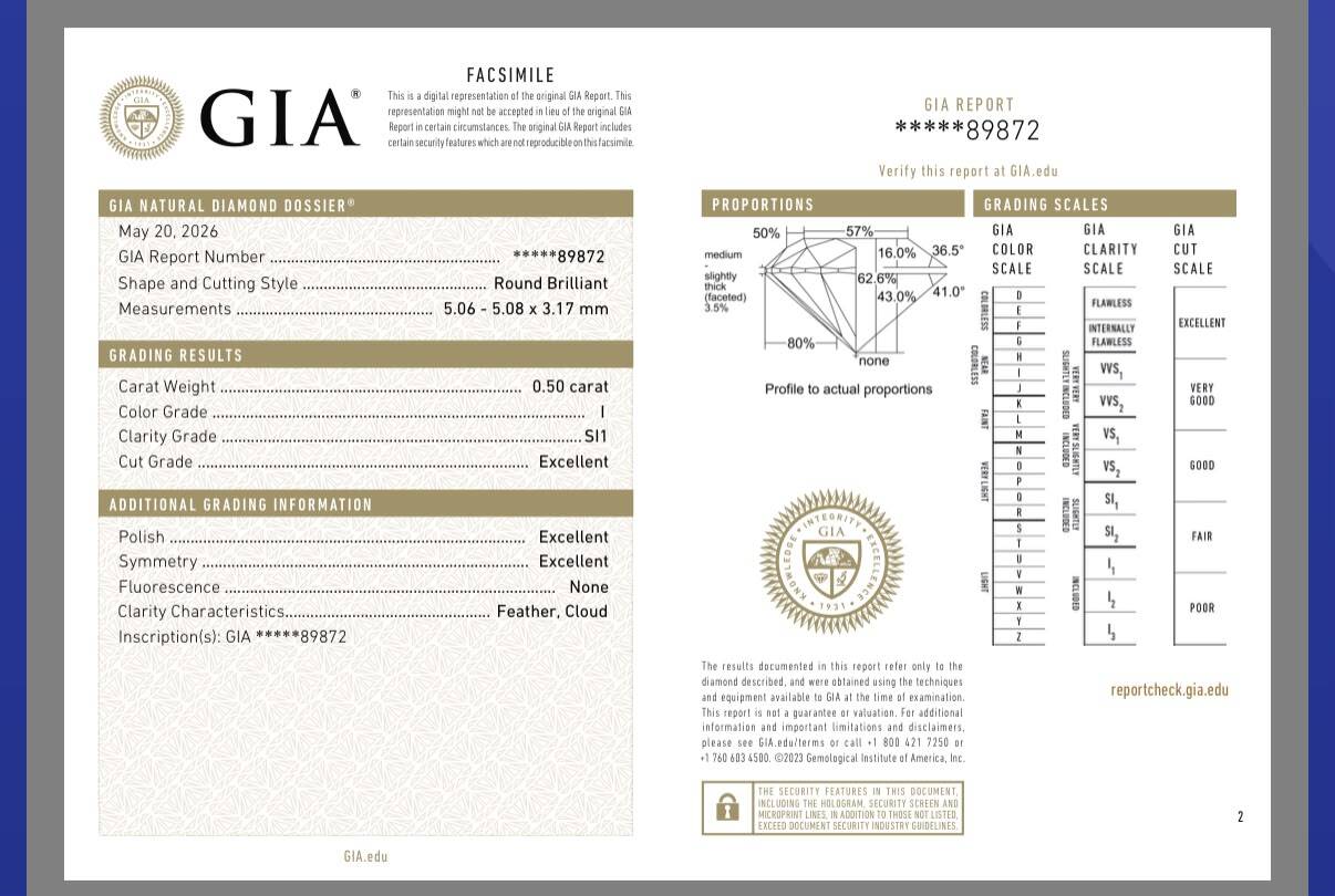 Natural Diamond with More Clarity 0.50 Carat with GIA Certification