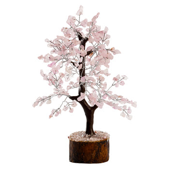 Wooden Rose Quartz Crystal Tree