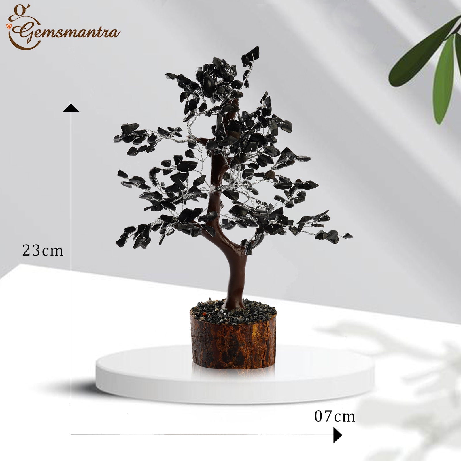 Wooden Black Agate Crystal Tree - Gemsmantra