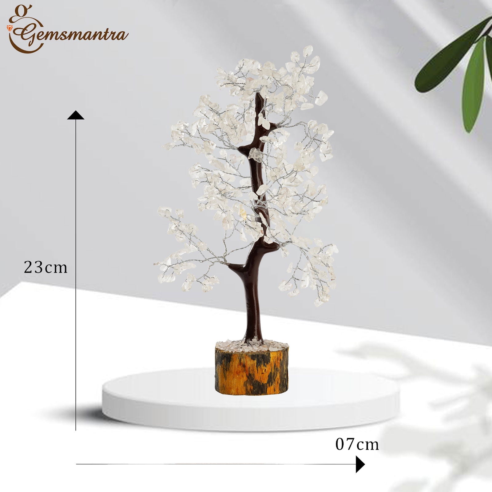 Wooden Crystal Quartz Tree - Gemsmantra