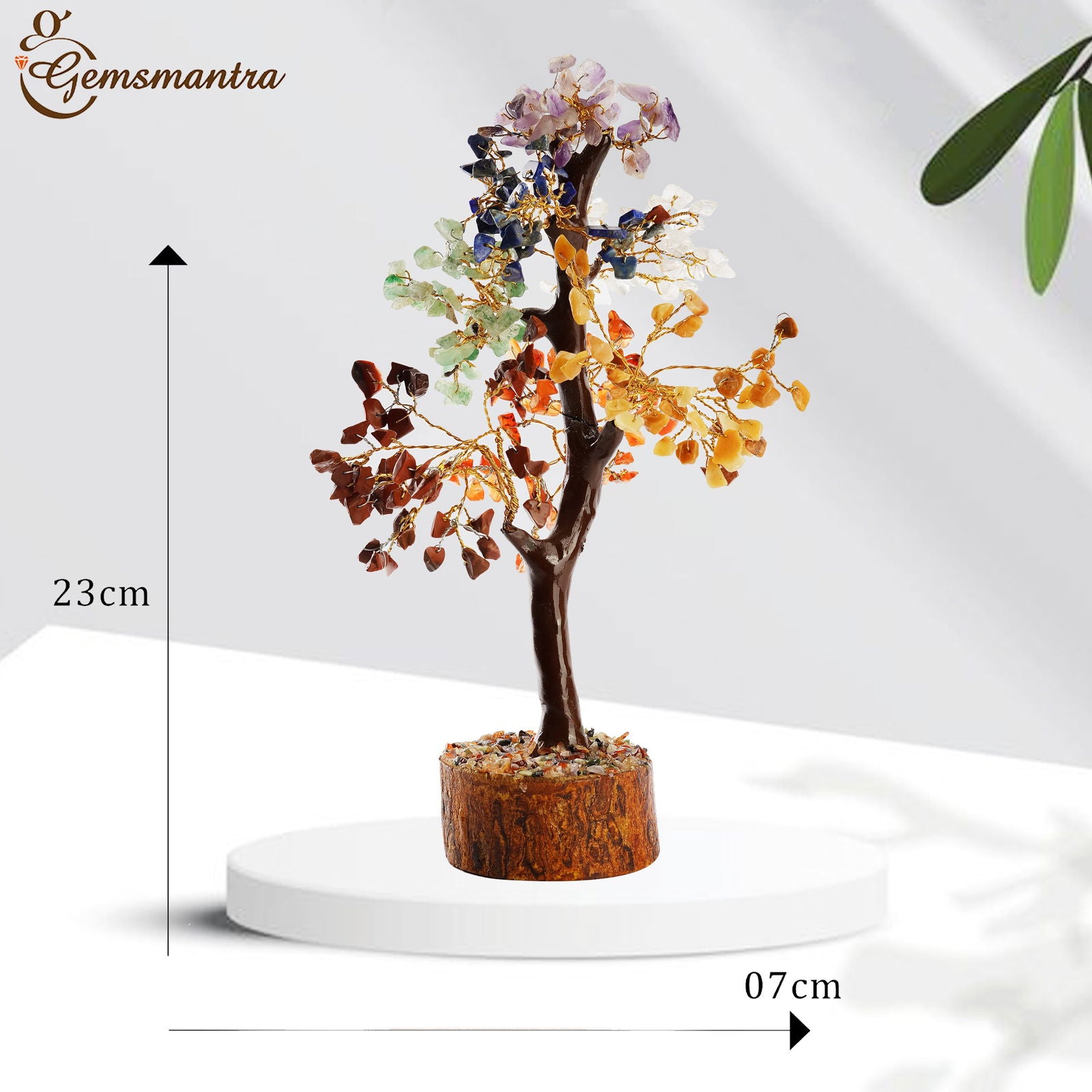 Wooden Seven Chakra Crystal Tree - Gemsmantra