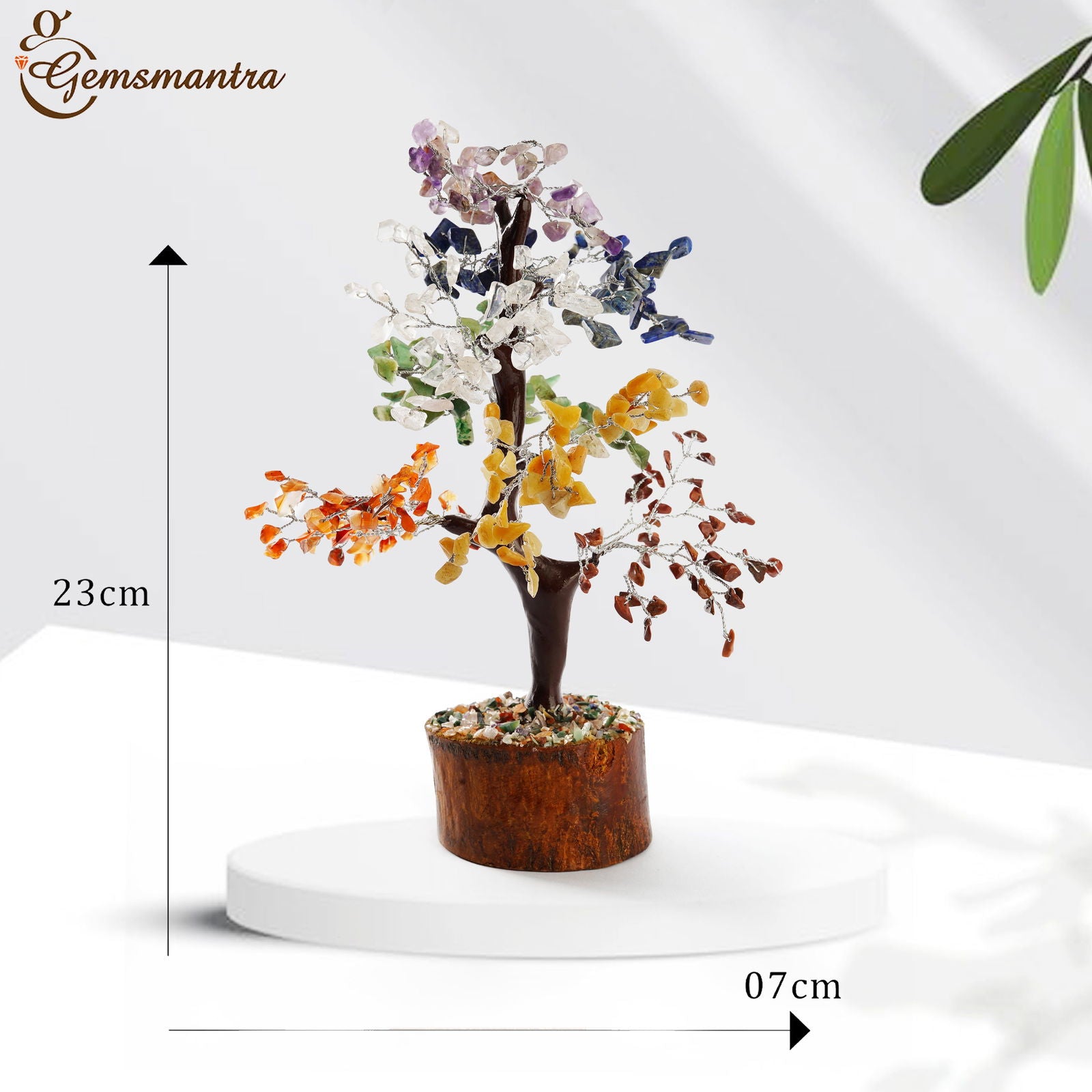 Wooden Seven Chakra Crystal Tree - Gemsmantra