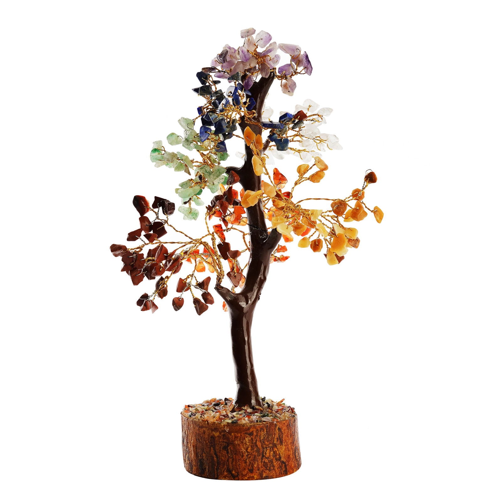 Wooden Seven Chakra Crystal Tree - Gemsmantra