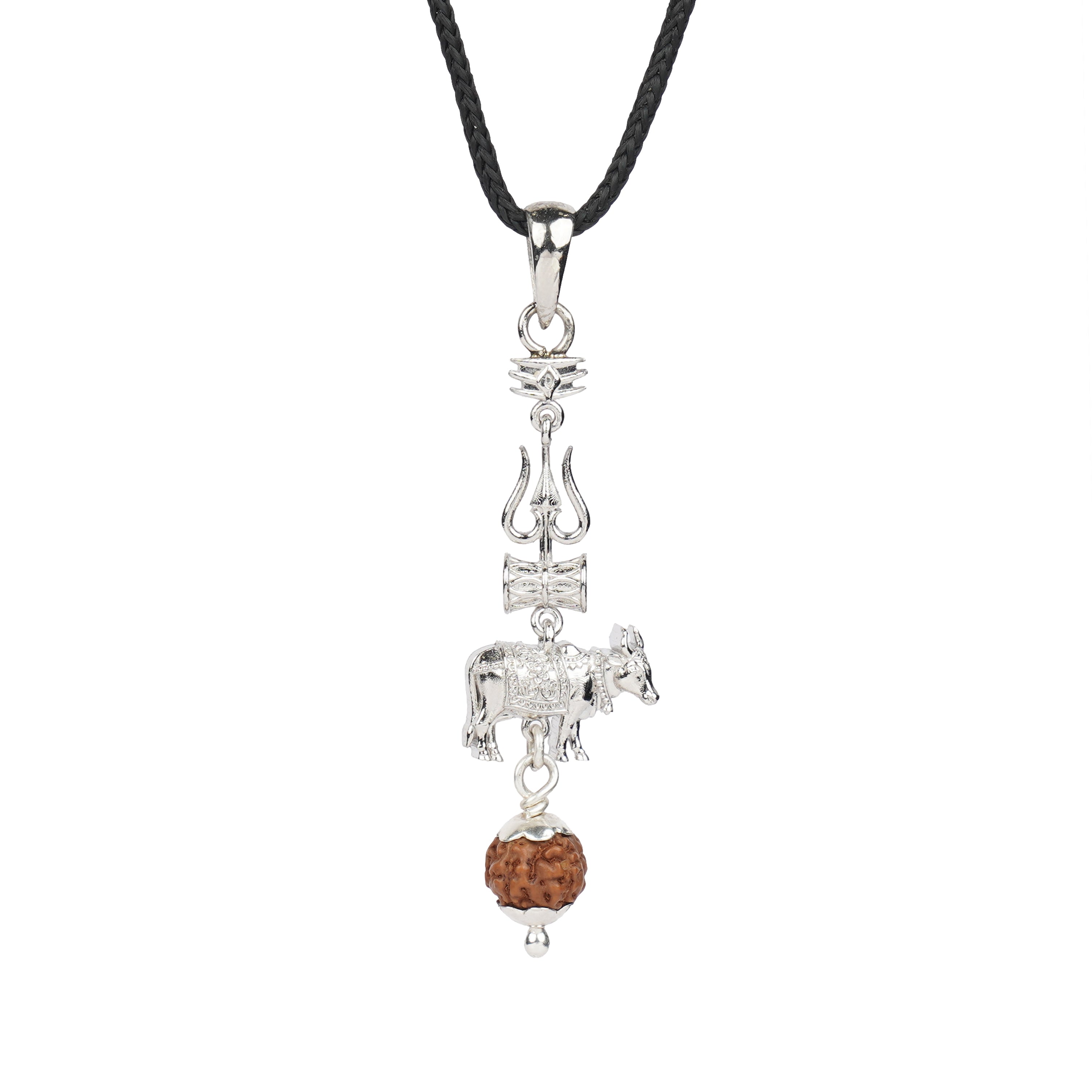 Shiv Nandi Pendant with 5 Mukhi Rudraksha