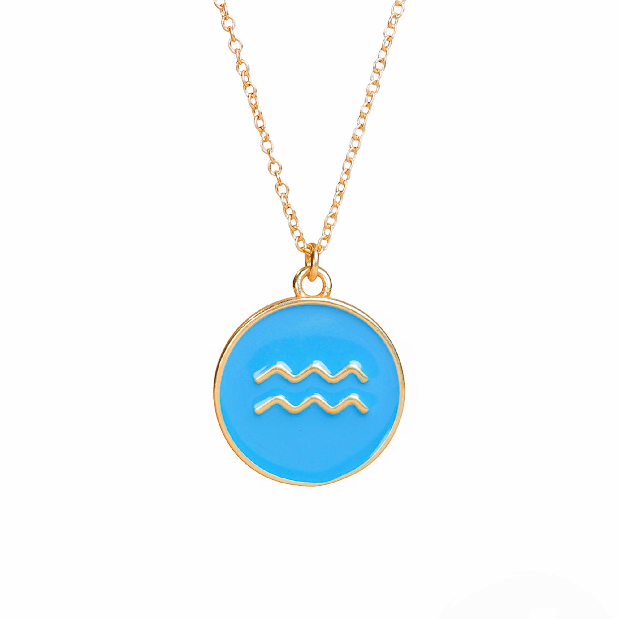 aquarius zodiac enamel coin pendant