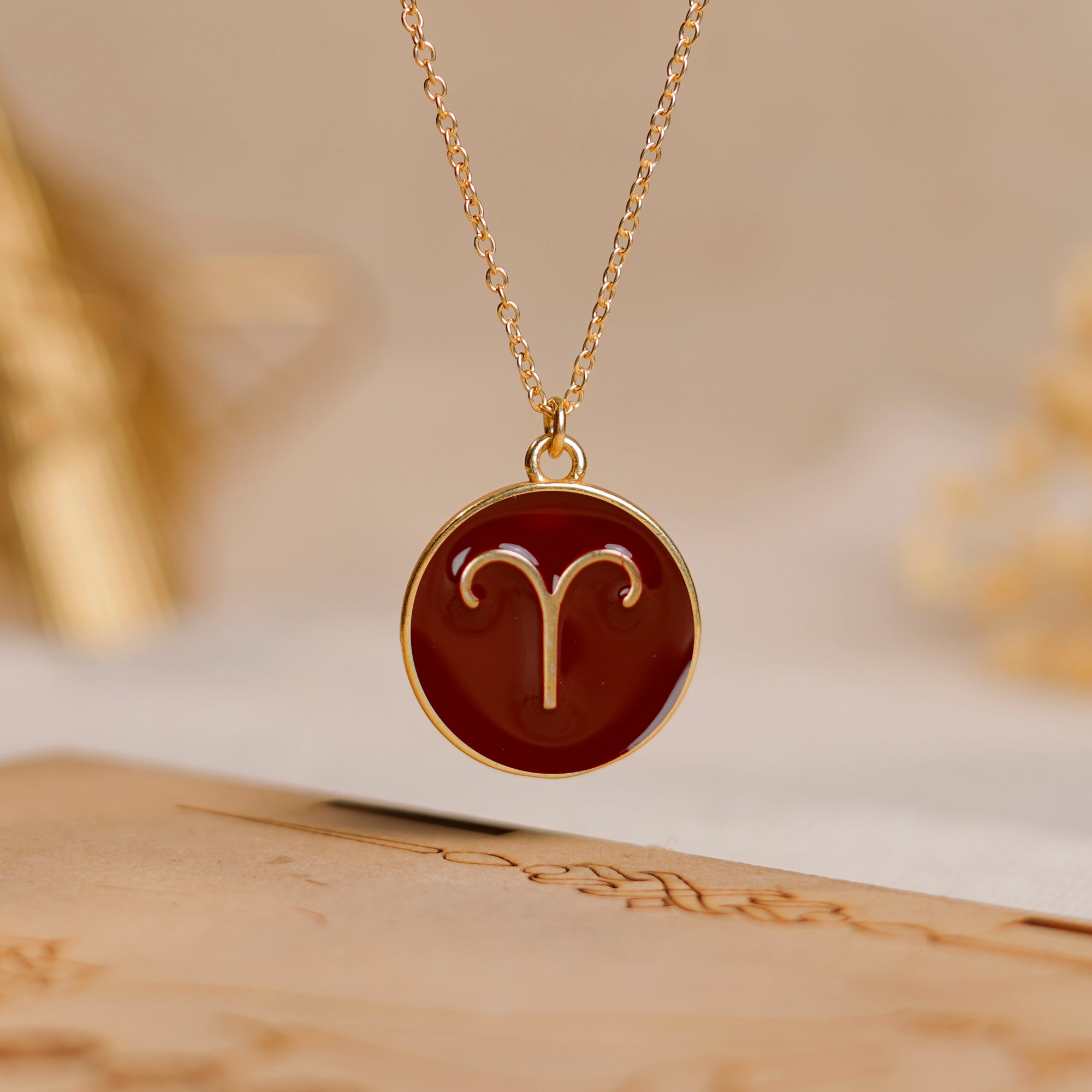 aries zodiac enamel coin pendant