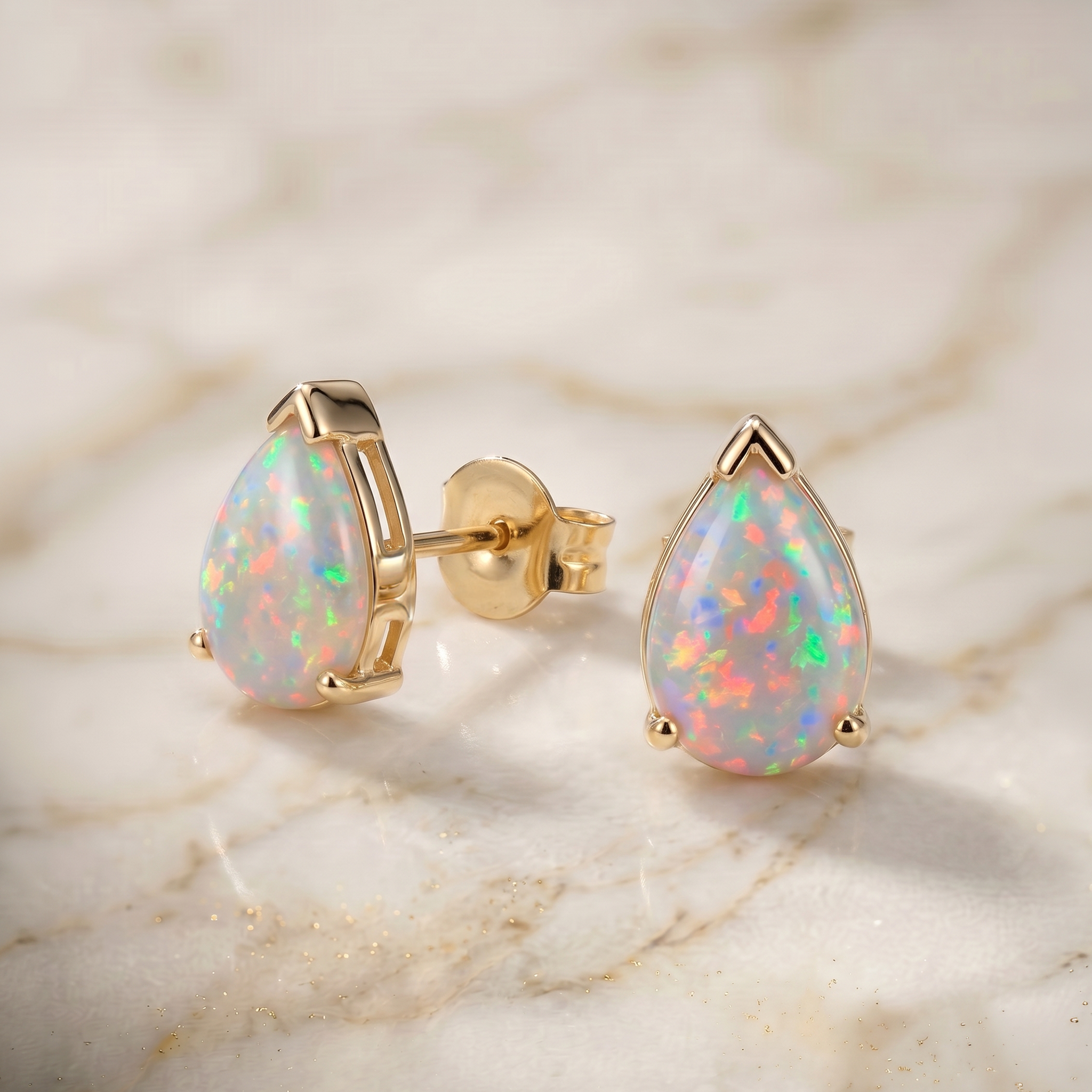 Cushion Blue Opal Hinged Clip Drop Earrings