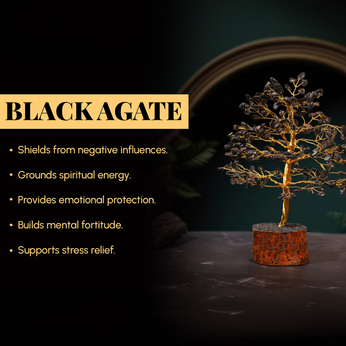 Black Agate Crystal Tree – Large, for Vastu – view 3