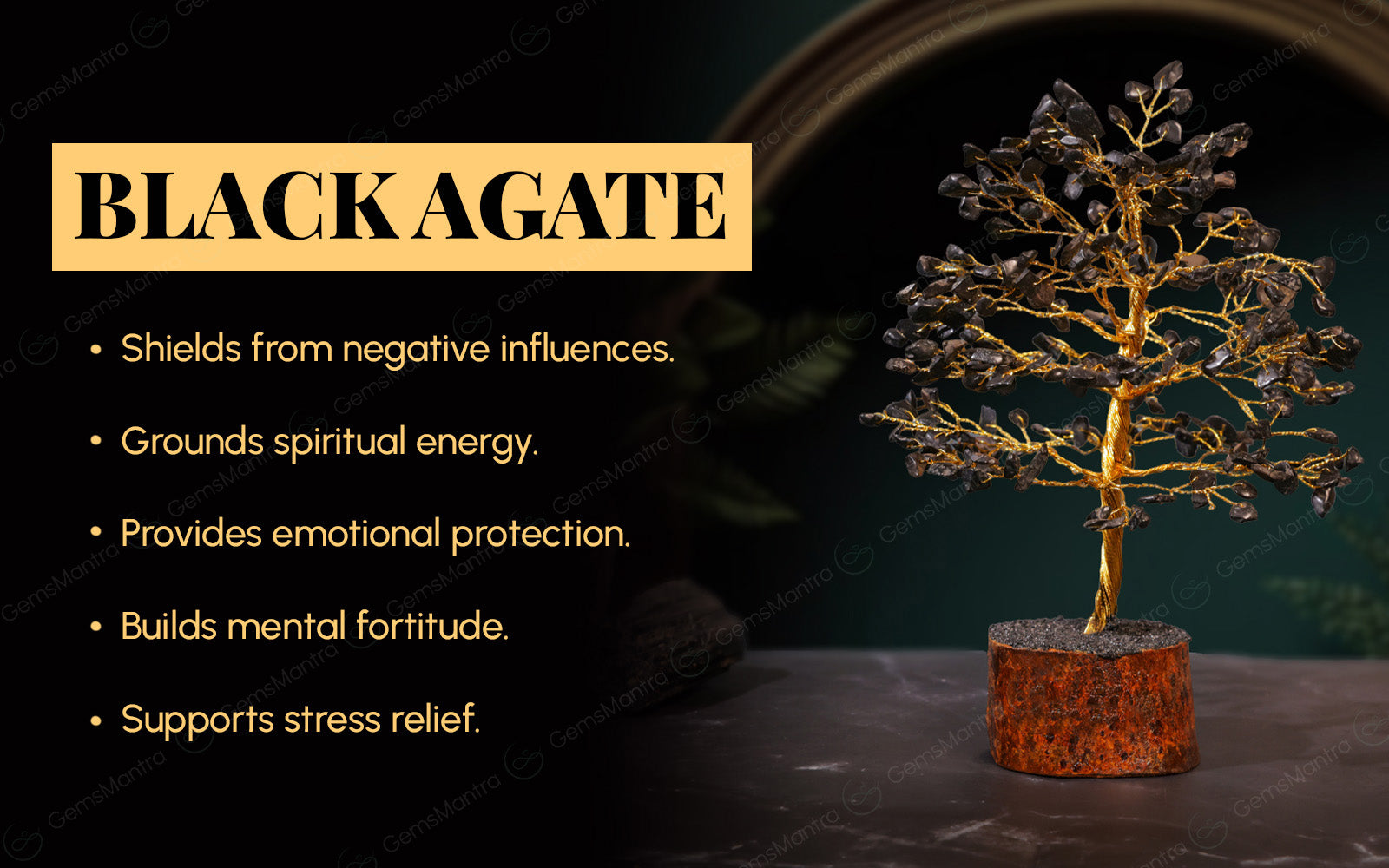 Large Black Agate Crystal Tree