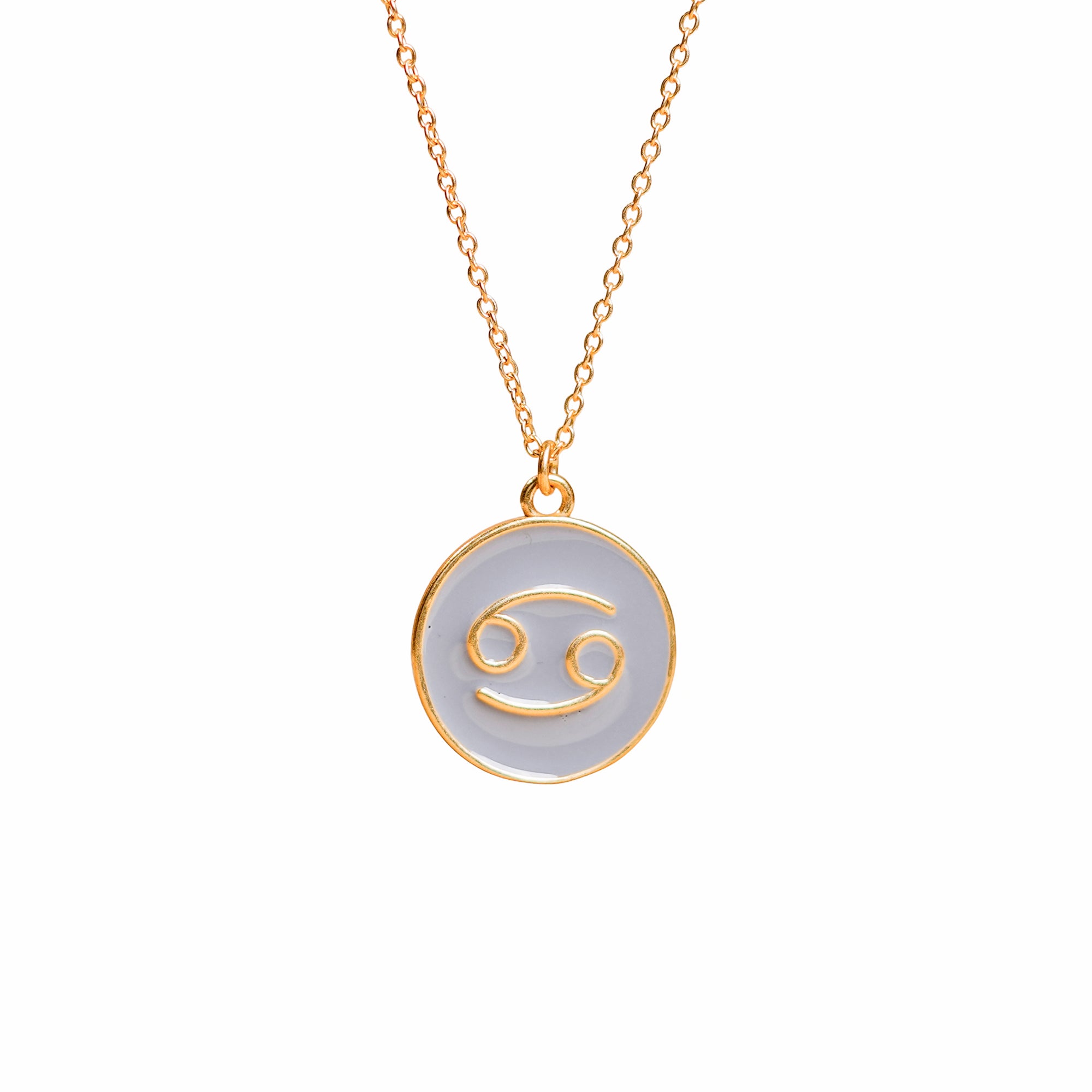 cancer zodiac enamel coin pendant
