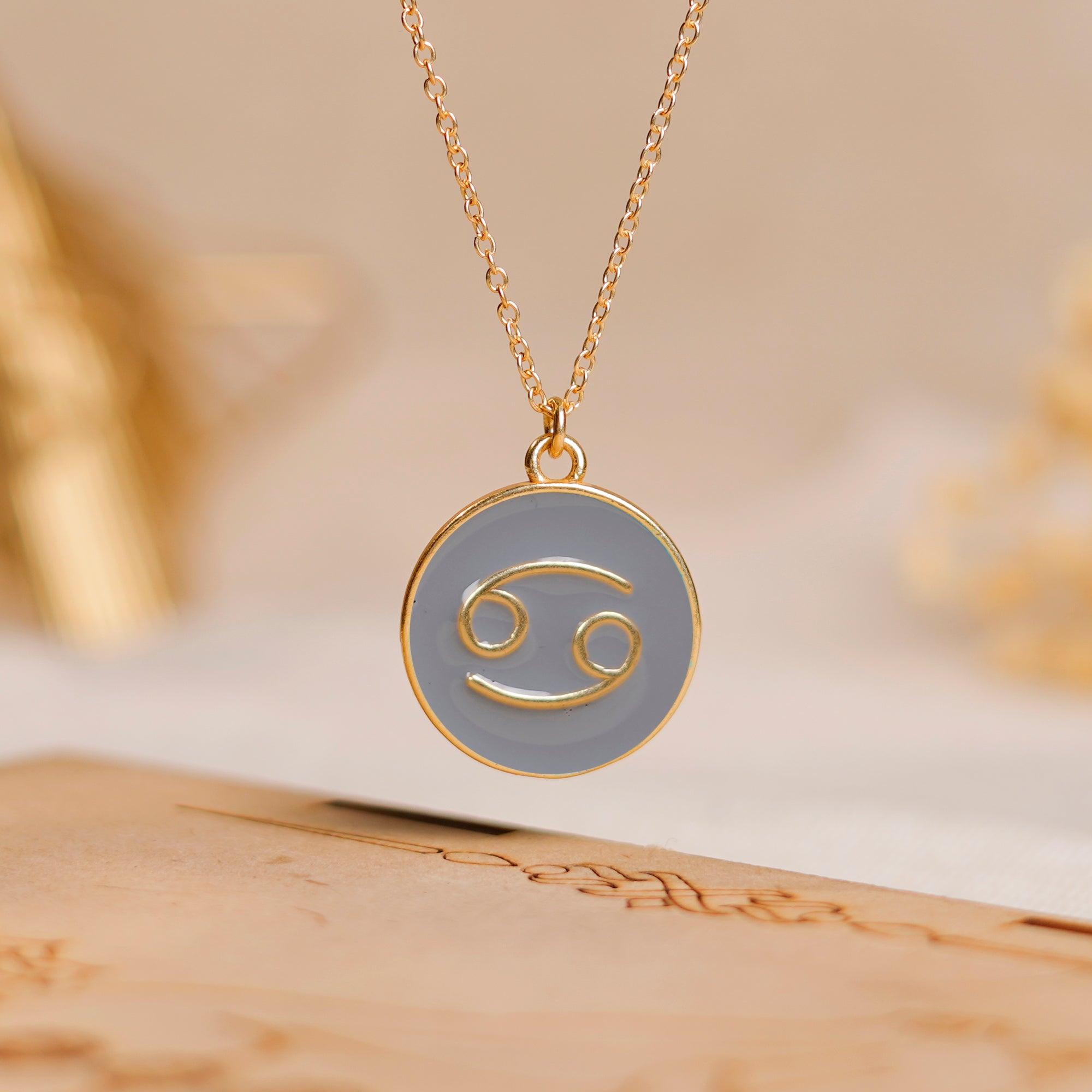 cancer zodiac enamel coin pendant