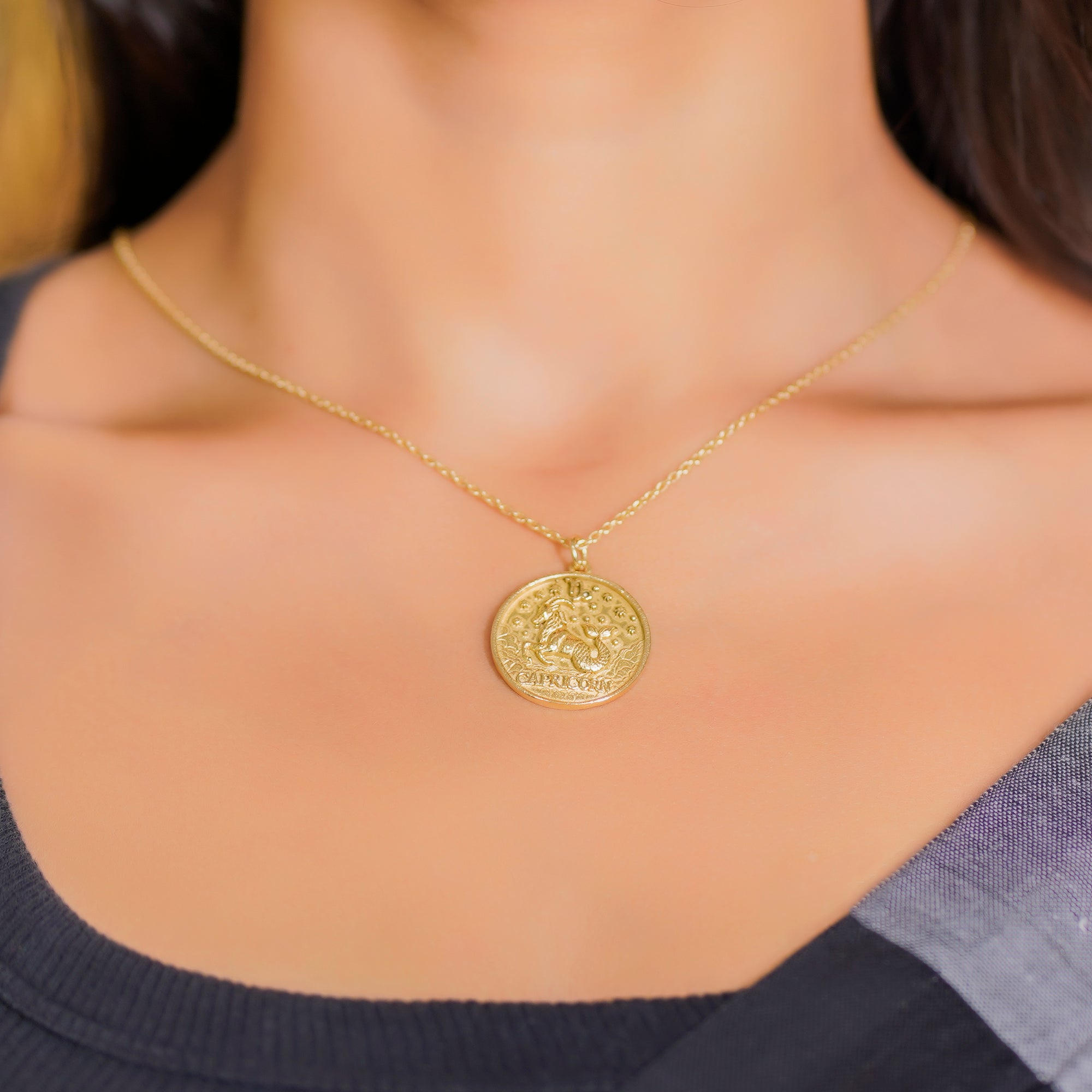capricorn zodiac pendant necklace milky quartz birthstone charm