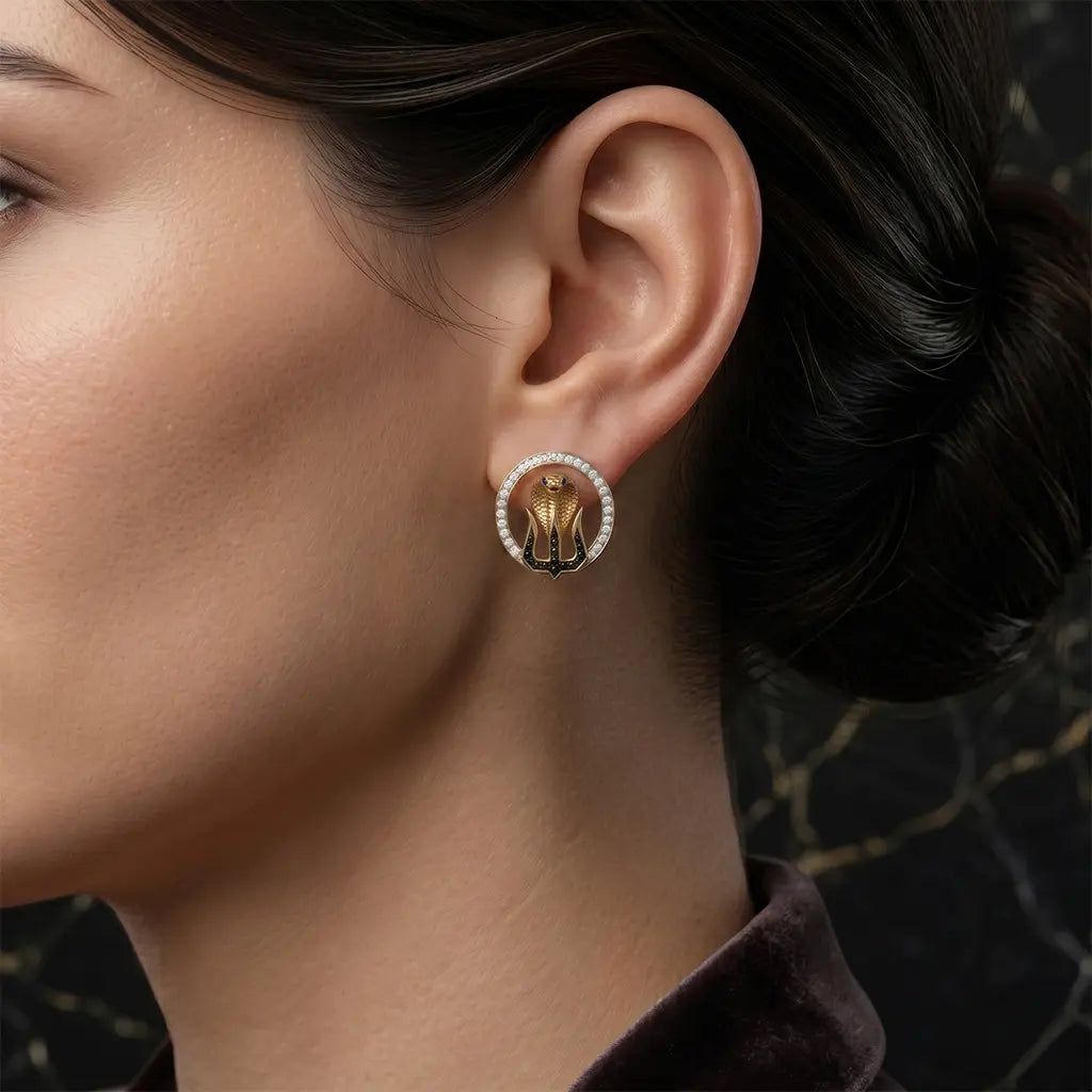 Trishul Snake Gold Earrings