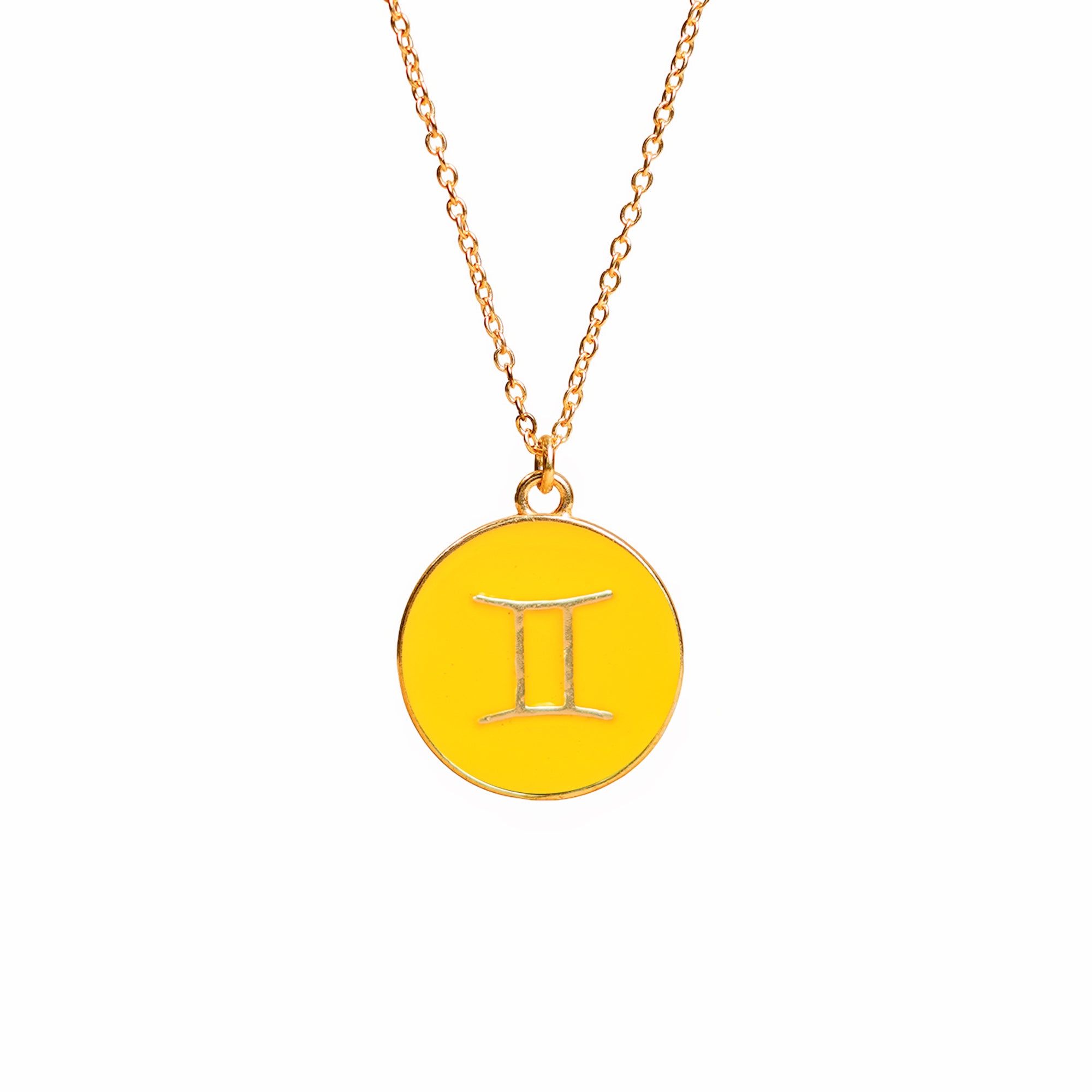 gemini zodiac enamel coin pendant