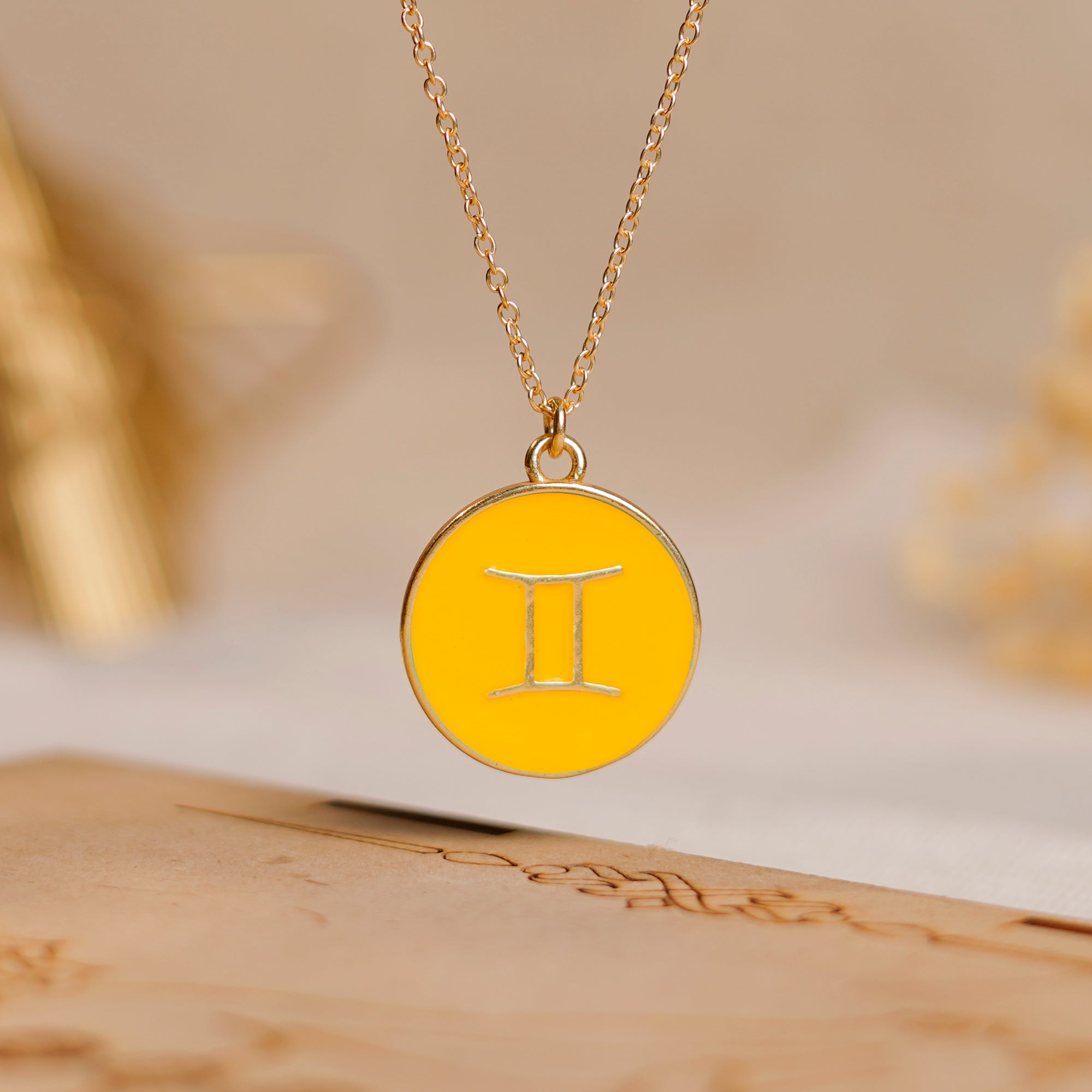 gemini zodiac enamel coin pendant