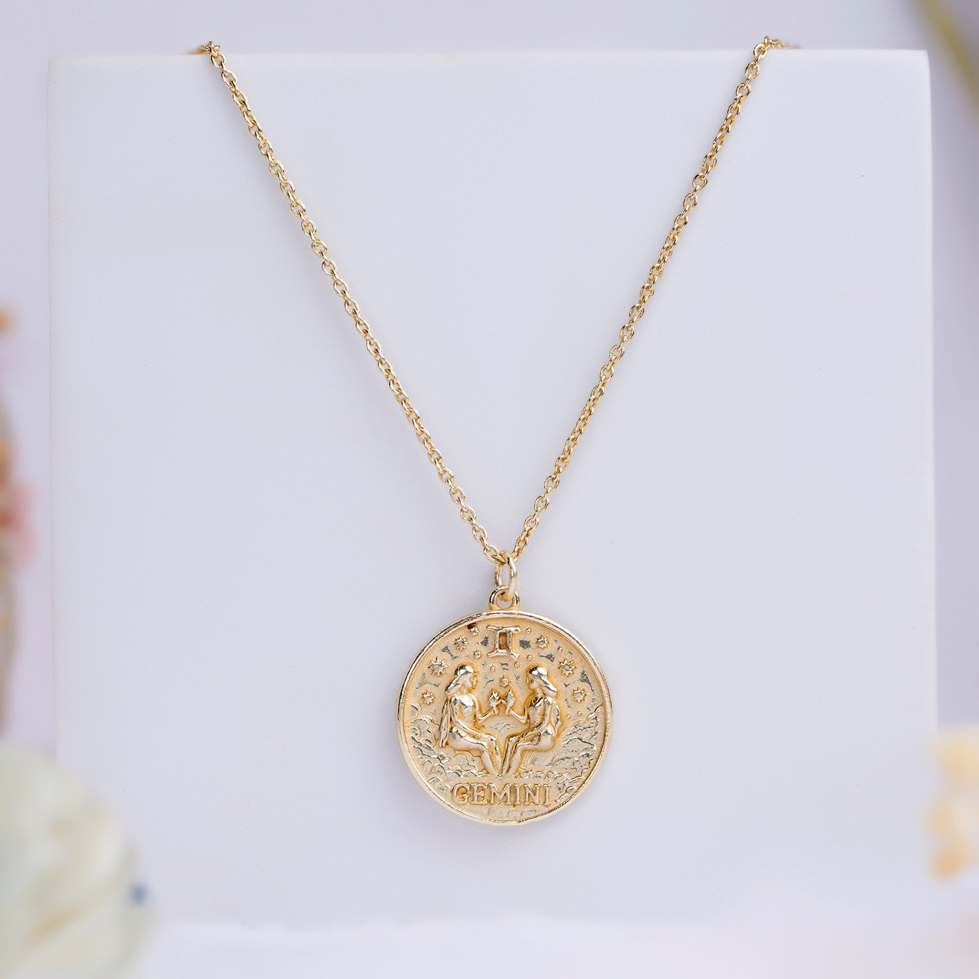 gemini zodiac pendant necklace green aventurine birthstone charm