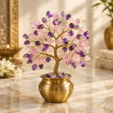 Crystal tree in a brass pot, decorative artwork