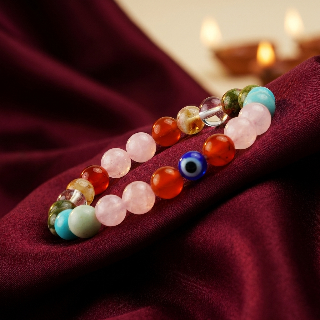 Pregnancy Bracelet on maroon silk - GemsMantra