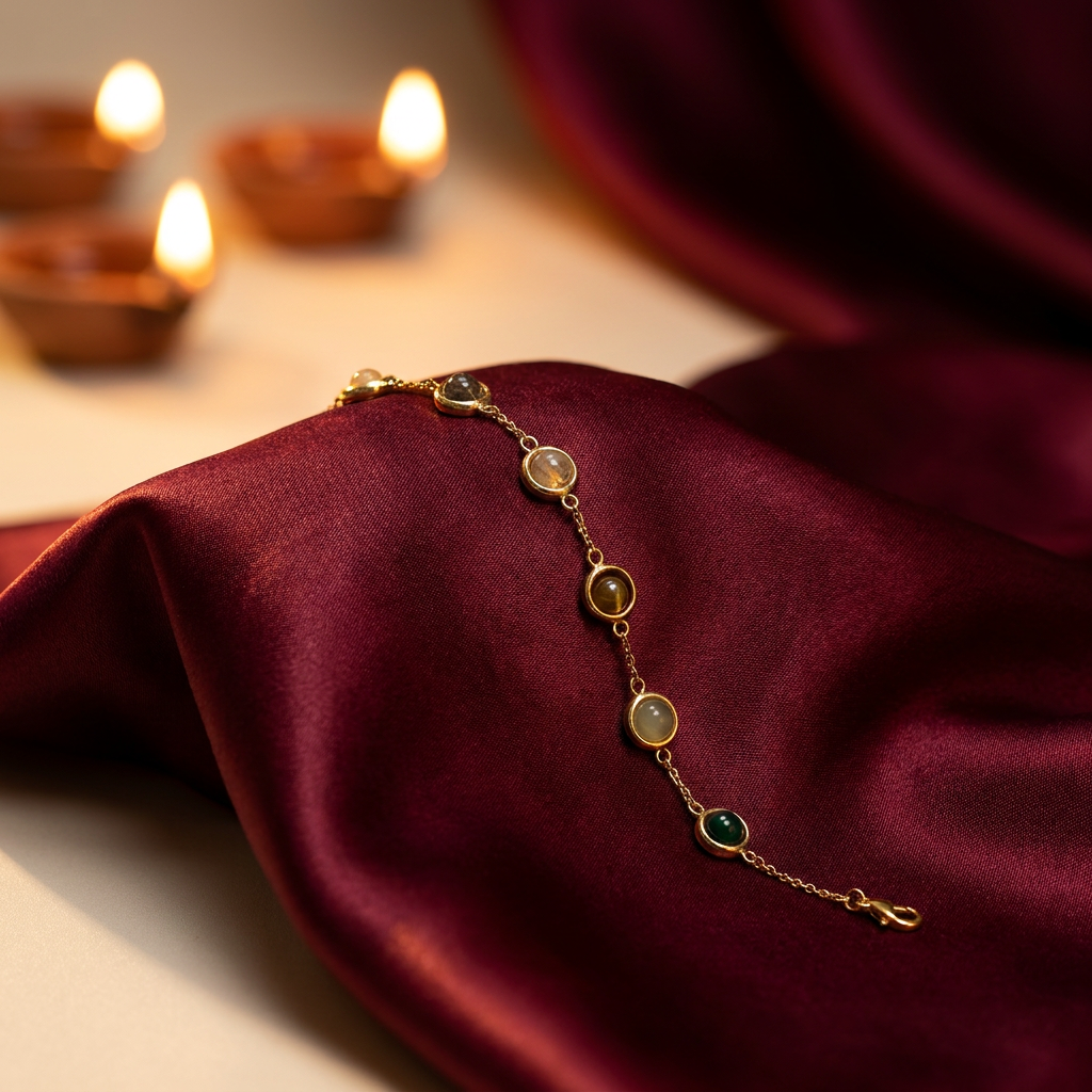 Money Magnet Dhan Yog Bracelet for Women on maroon silk - GemsMantra
