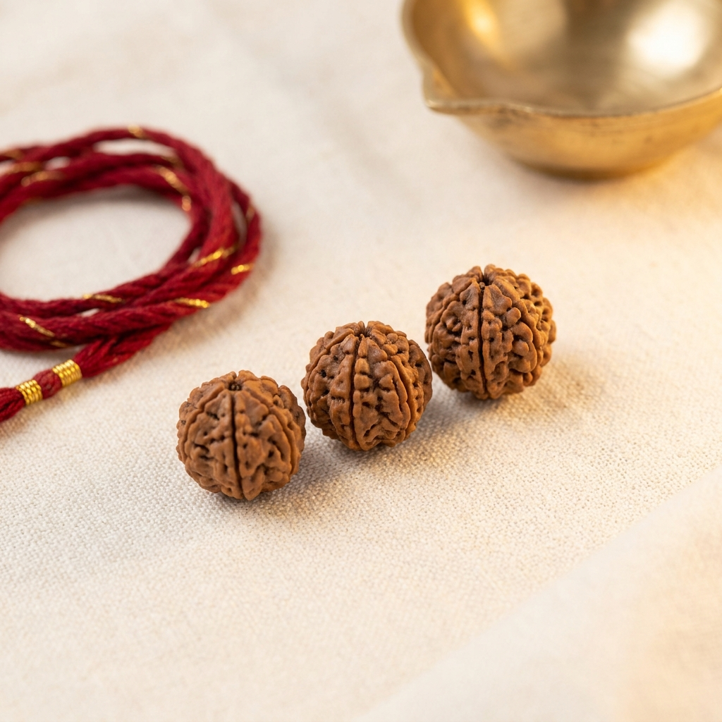 Mukhi Foundation Trio — 5, 6 & 7 Mukhi Rudraksha together