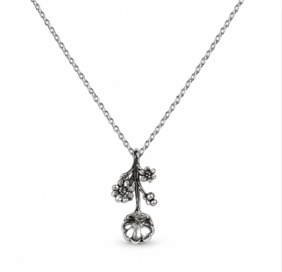 Sculpted Rose Floral Moissanite Pendant – 925 Silver