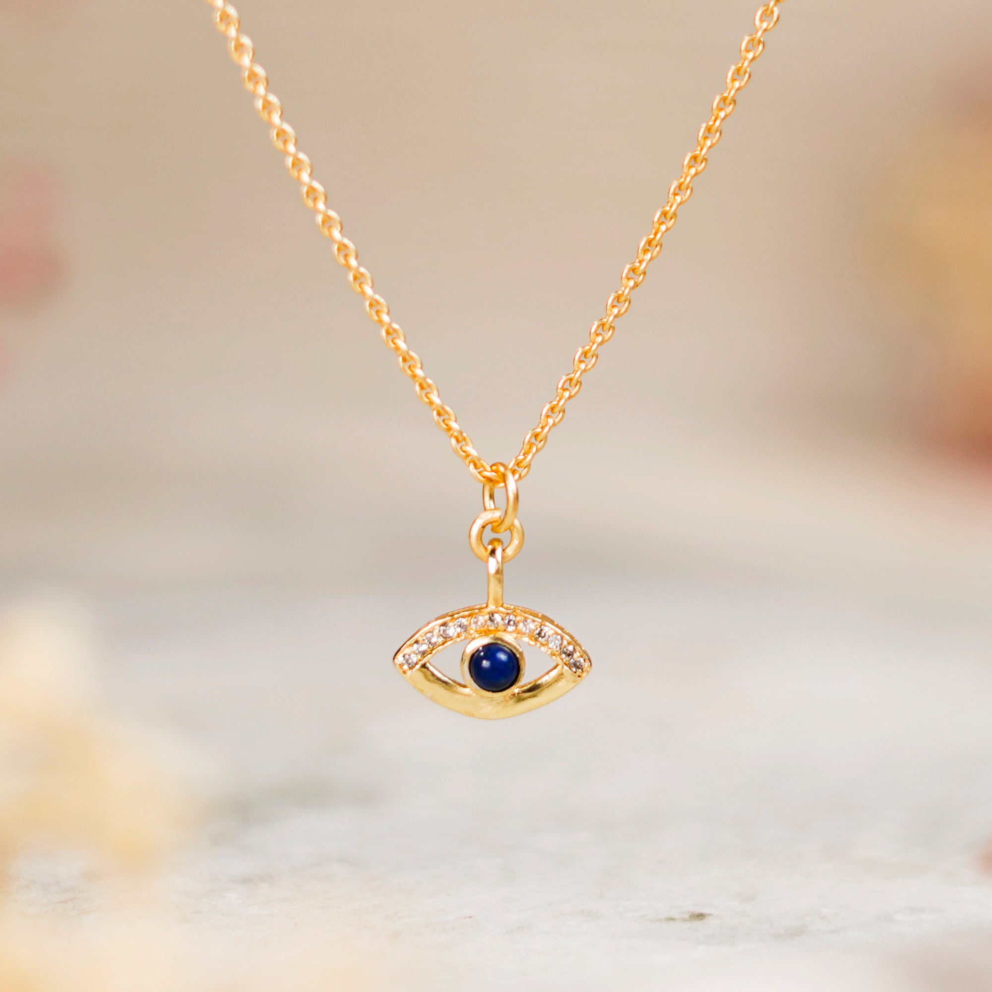 lapis evil eye charm pendant necklace protection good fortune