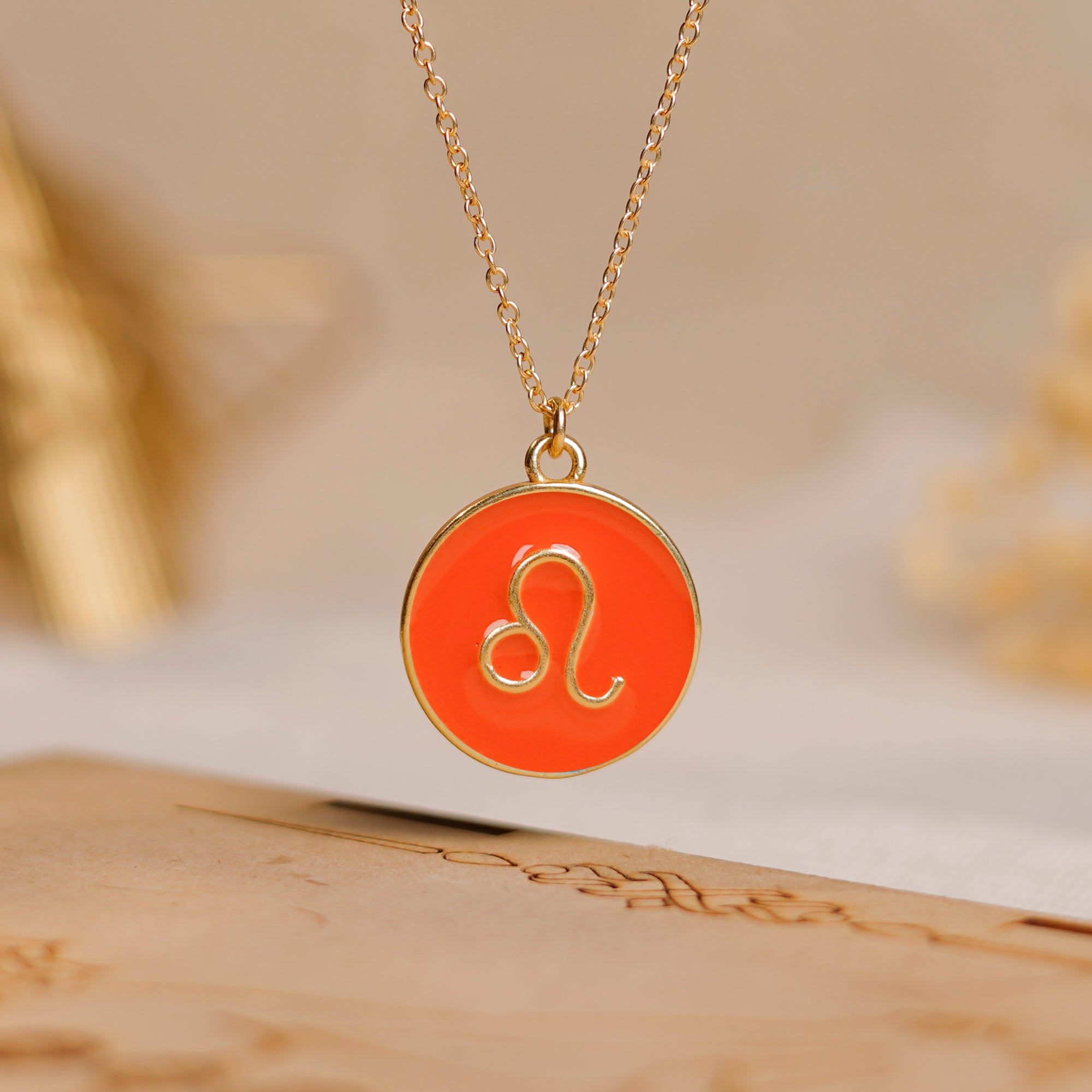 leo zodiac enamel coin pendant