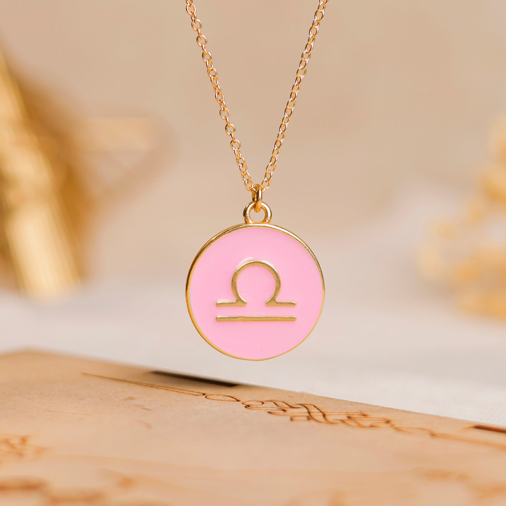 libra zodiac enamel coin pendant