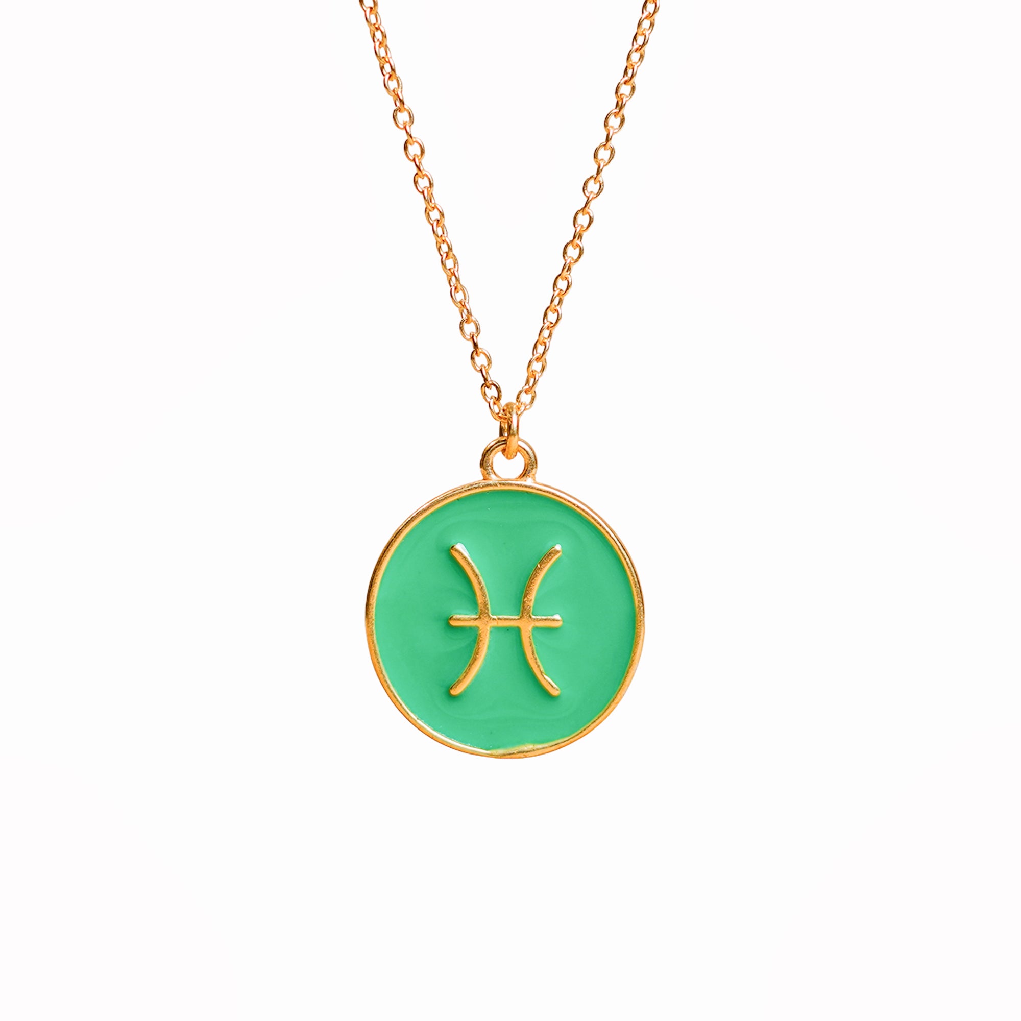 pisces zodiac enamel coin pendant