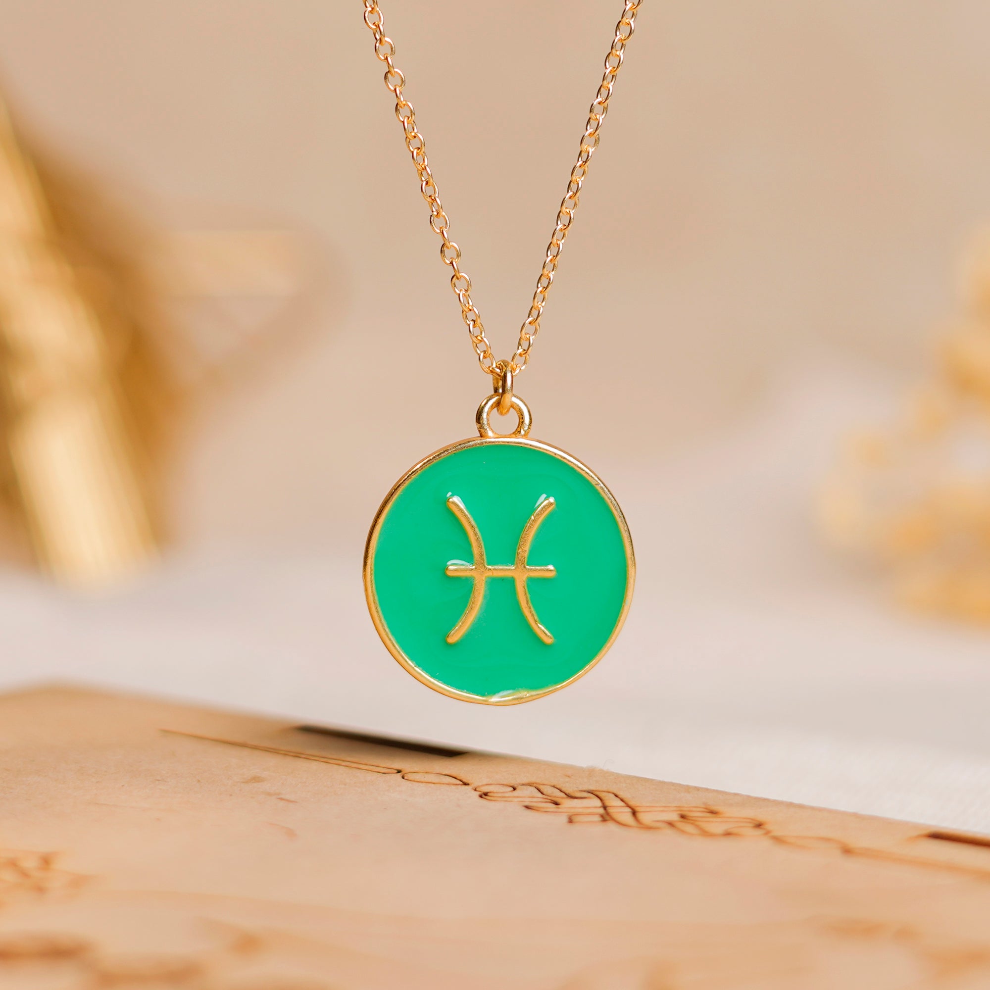 pisces zodiac enamel coin pendant