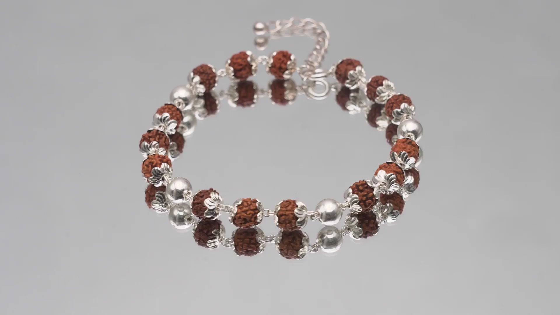 Original 5 Mukhi Rudraksha Silver Pearl Bracelet for Kids