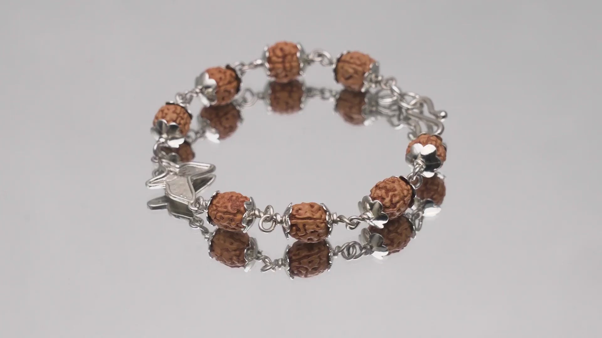 Original 5 Mukhi Rudraksha Silver Butterfly Bracelet for Kids