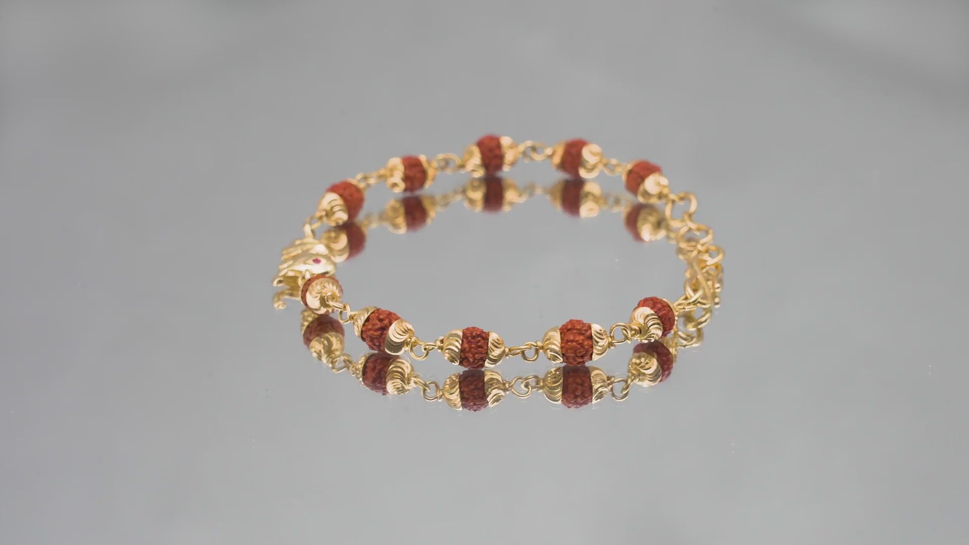 Original 5 Mukhi Rudraksha Gold Elephant Bracelet for Kids