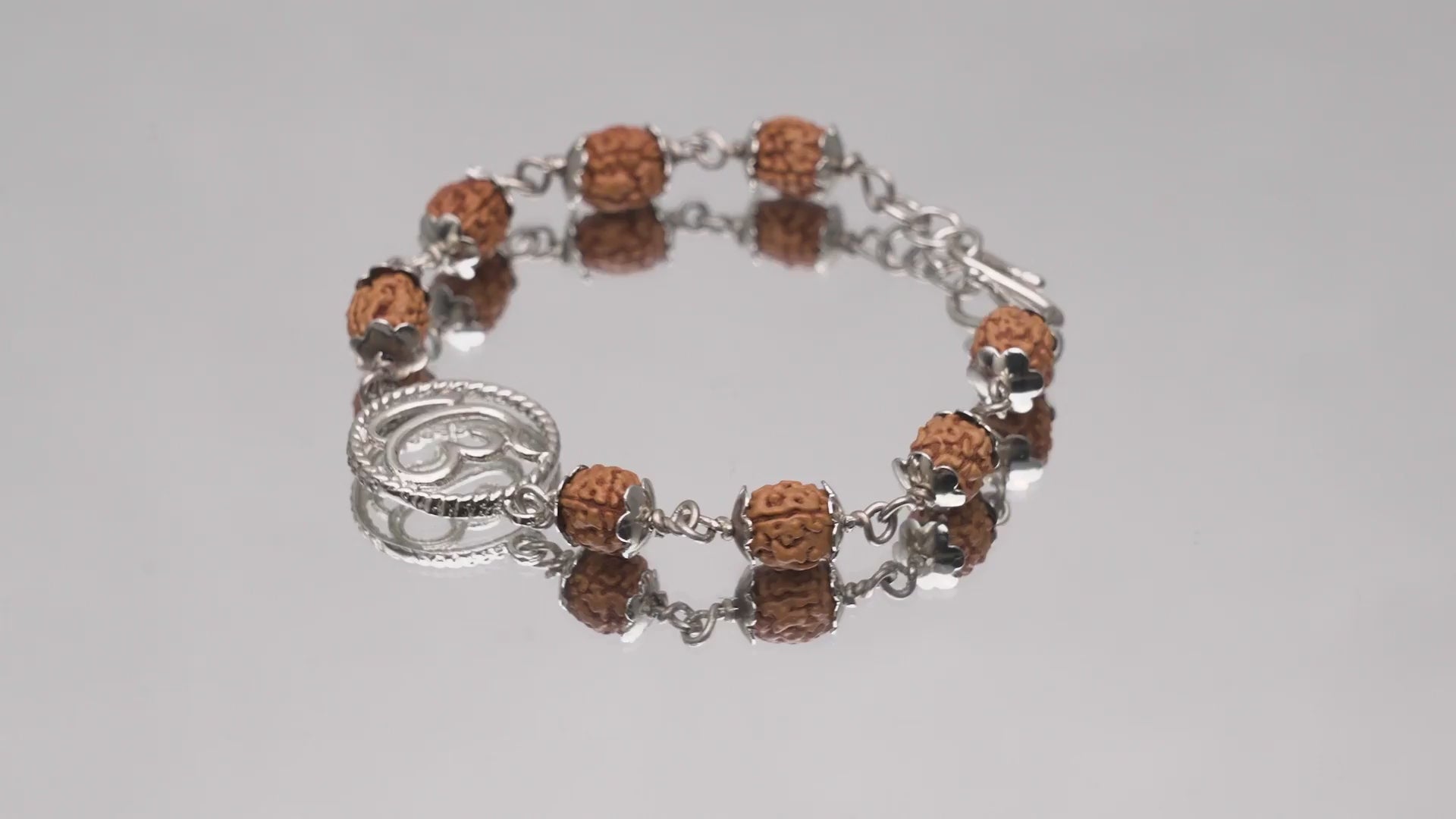 Original 5 Mukhi Rudraksha Silver Onkar Bracelet for Kids – 4 Beads
