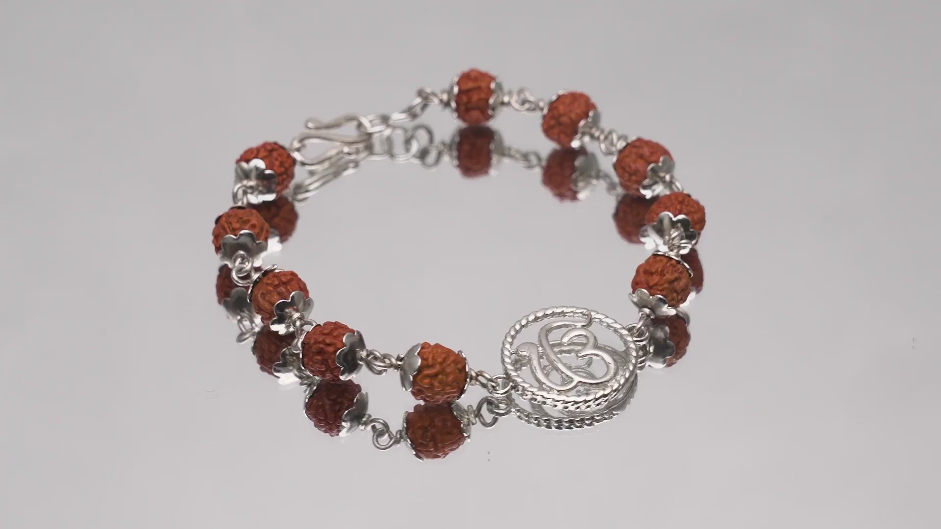 Original 5 Mukhi Rudraksha Silver Onkar Bracelet for Kids – 5 Beads