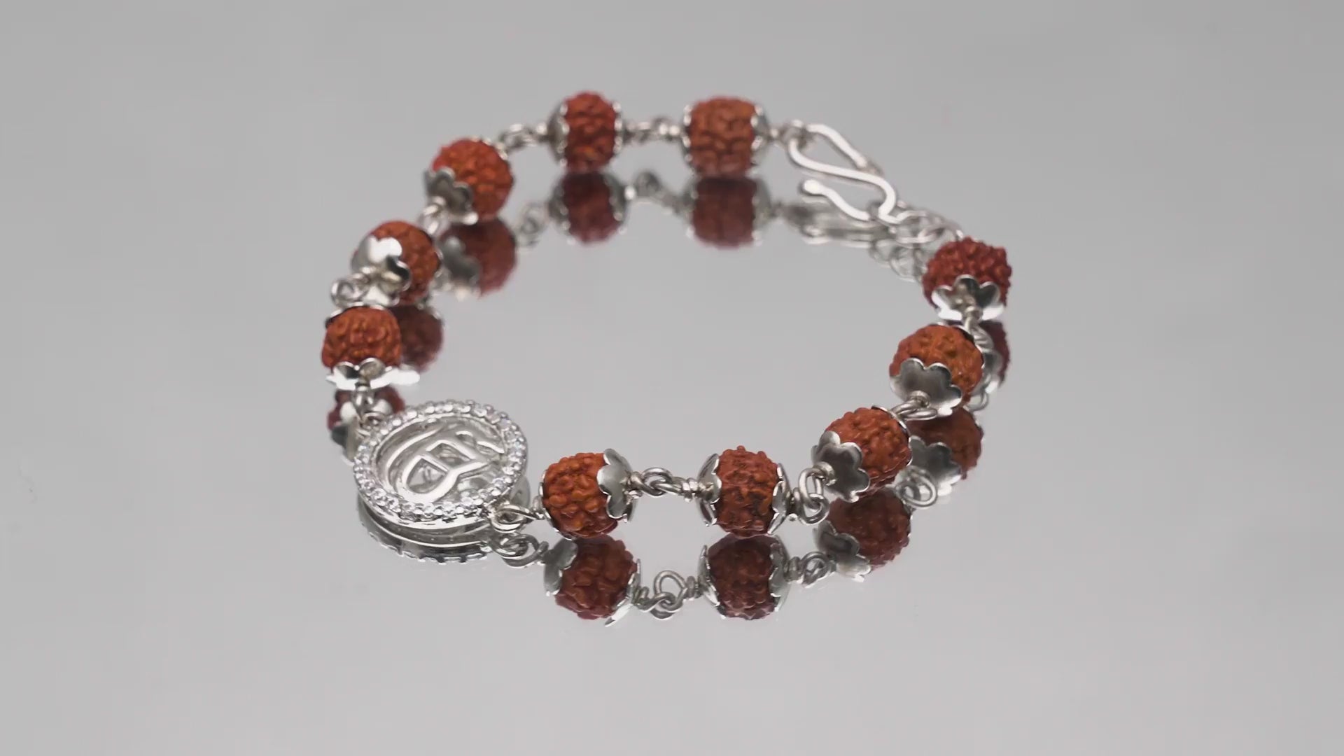 Original 5 Mukhi Rudraksha Silver Studded Onkar Bracelet for Kids – 5 Beads