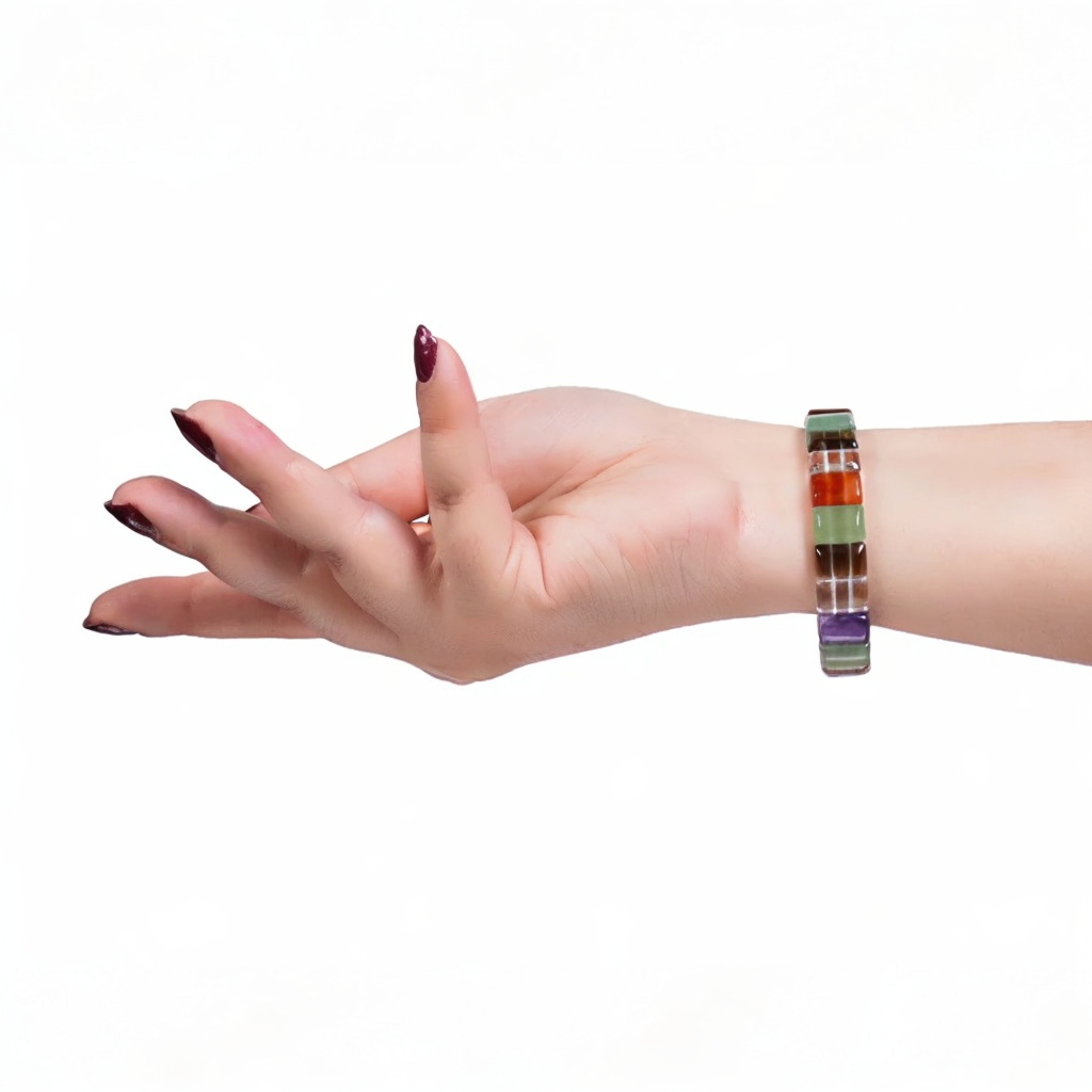 Multi Stone Flat Beads Bracelet – Chakra Balance